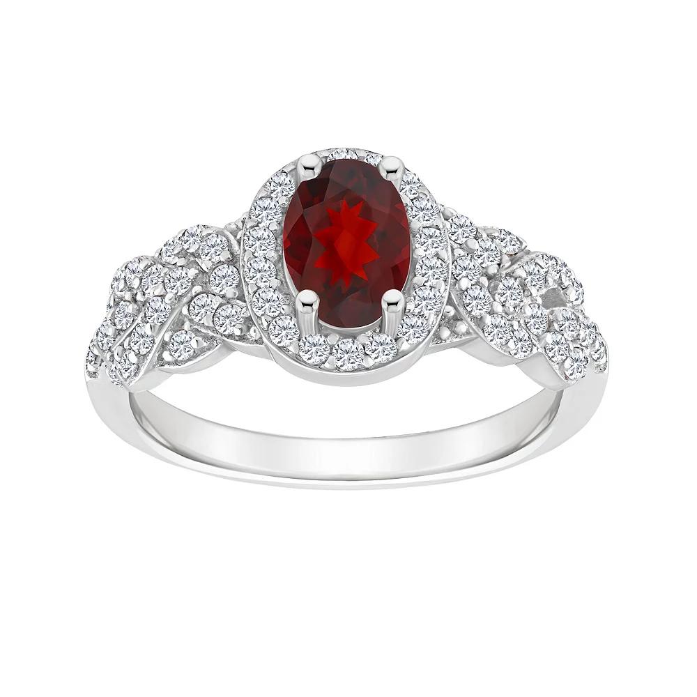 Celebration Gems Sterling Silver Garnet & White Topaz Accent Ring, Women's, Size: 5 Product Image