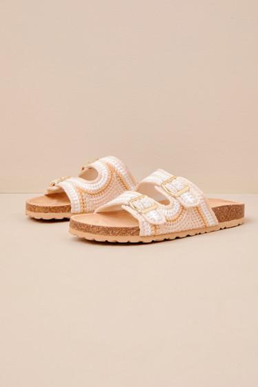 Tambour Natural Multi Crochet Buckle Slide Sandals Product Image