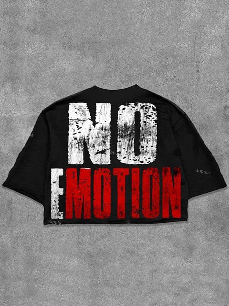 No Emotion Graphics Cotton Cropped T-Shirts Product Image