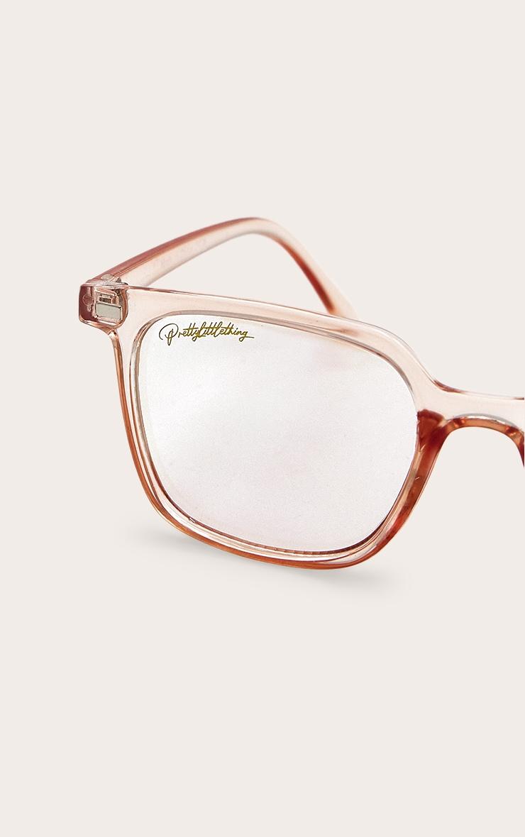 PRETTYLITTLETHING Peach Square Frame Blue Light Readers Product Image