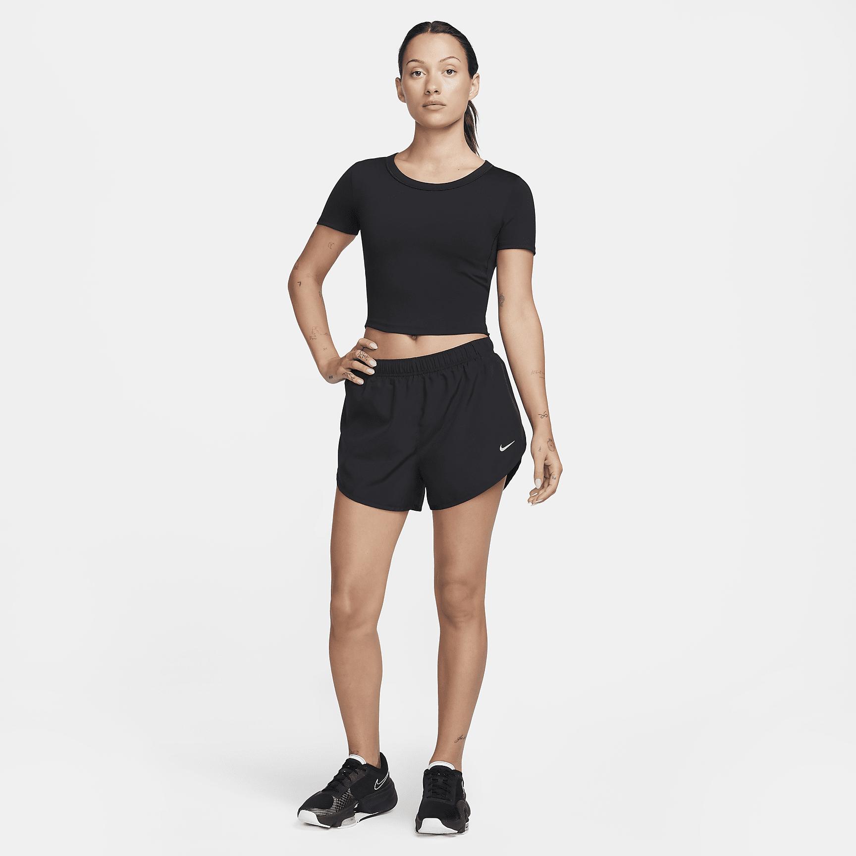 Nike Womens One Fitted Dri-FIT Short-Sleeve Cropped Top | FN2804-010 Product Image