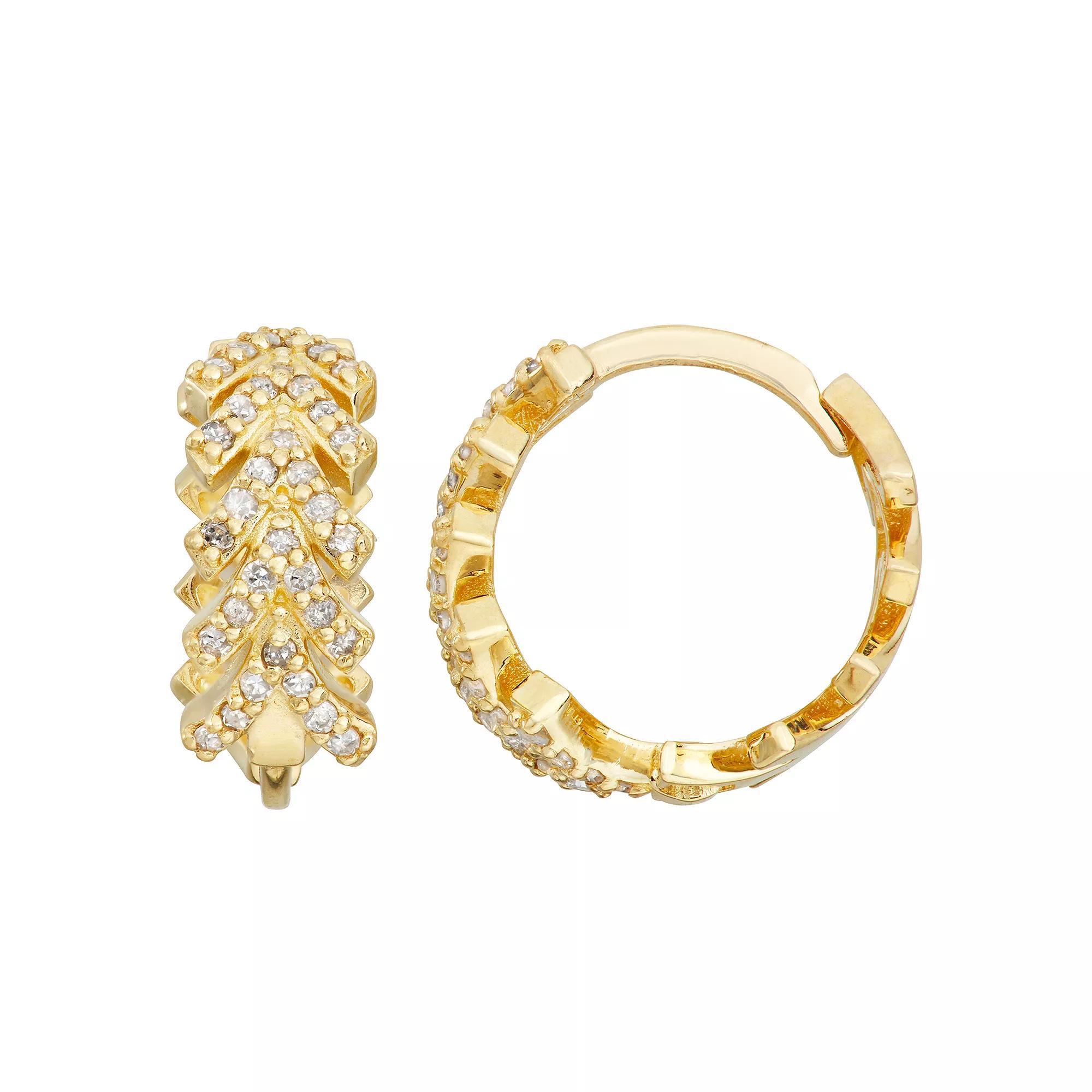 Tiara 10k Gold 1/4 Carat T.W. Diamond Huggie Hoop Earrings, Women's Product Image