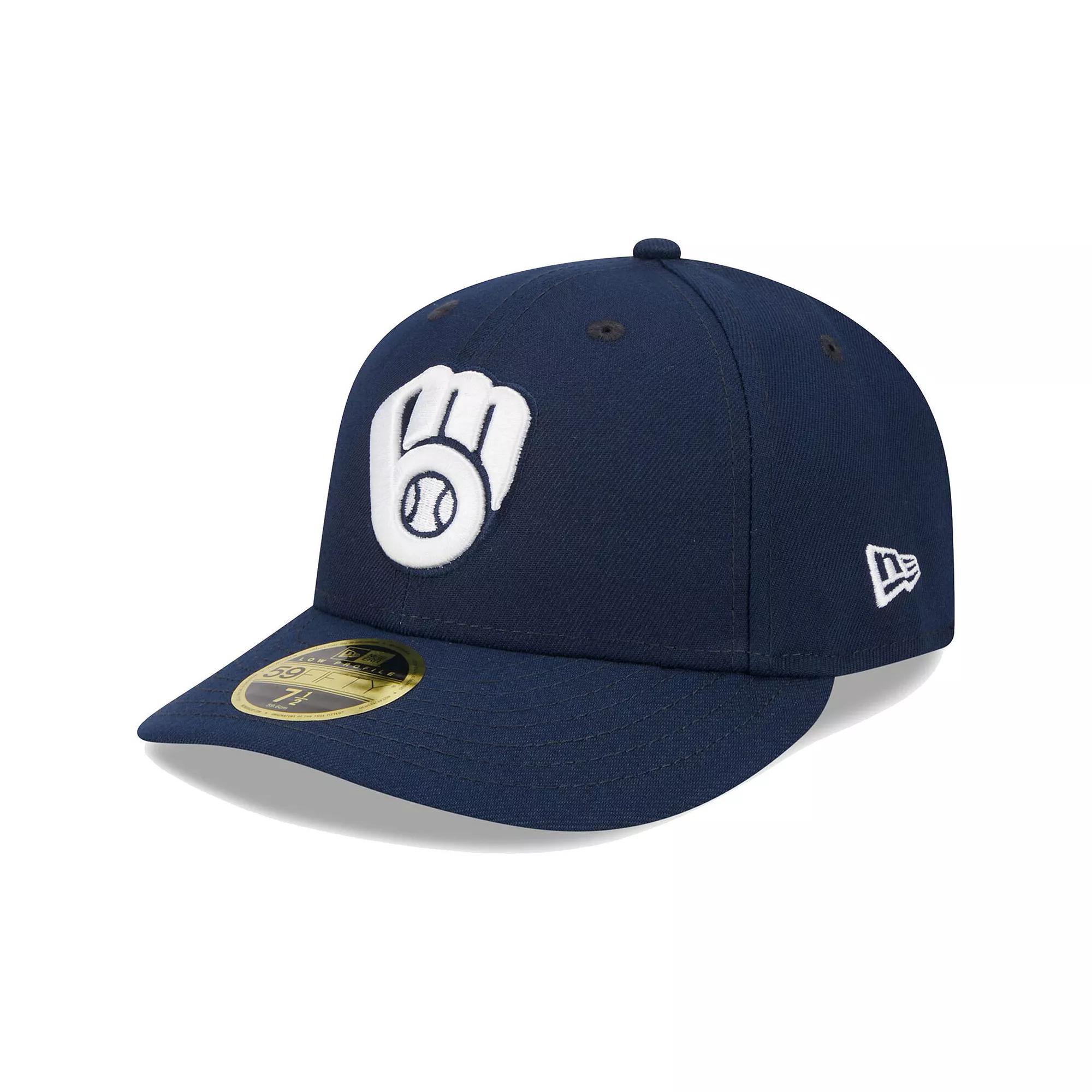 Men's New Era Navy Milwaukee Brewers Oceanside Low Profile 59FIFTY Fitted Hat, Size: 7 1/8, Blue Product Image