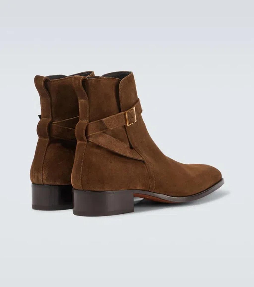 TOM FORD Hainaut Suede Chelsea Boots In Burgundy Product Image