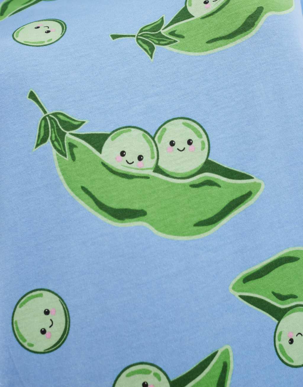 ASOS DESIGN peas in a pod oversized tee & short pajama set in blue Product Image