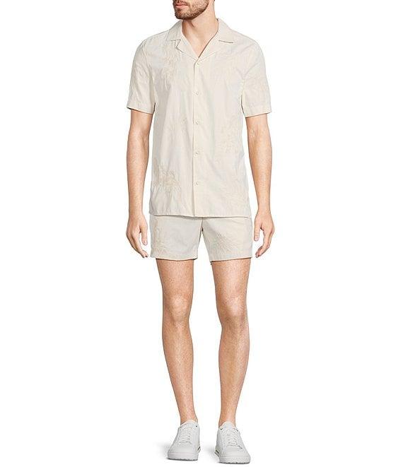 Murano Crocodile World Collection Slim Fit Place Print Embroidered Short Sleeve Woven Camp Shirt Product Image