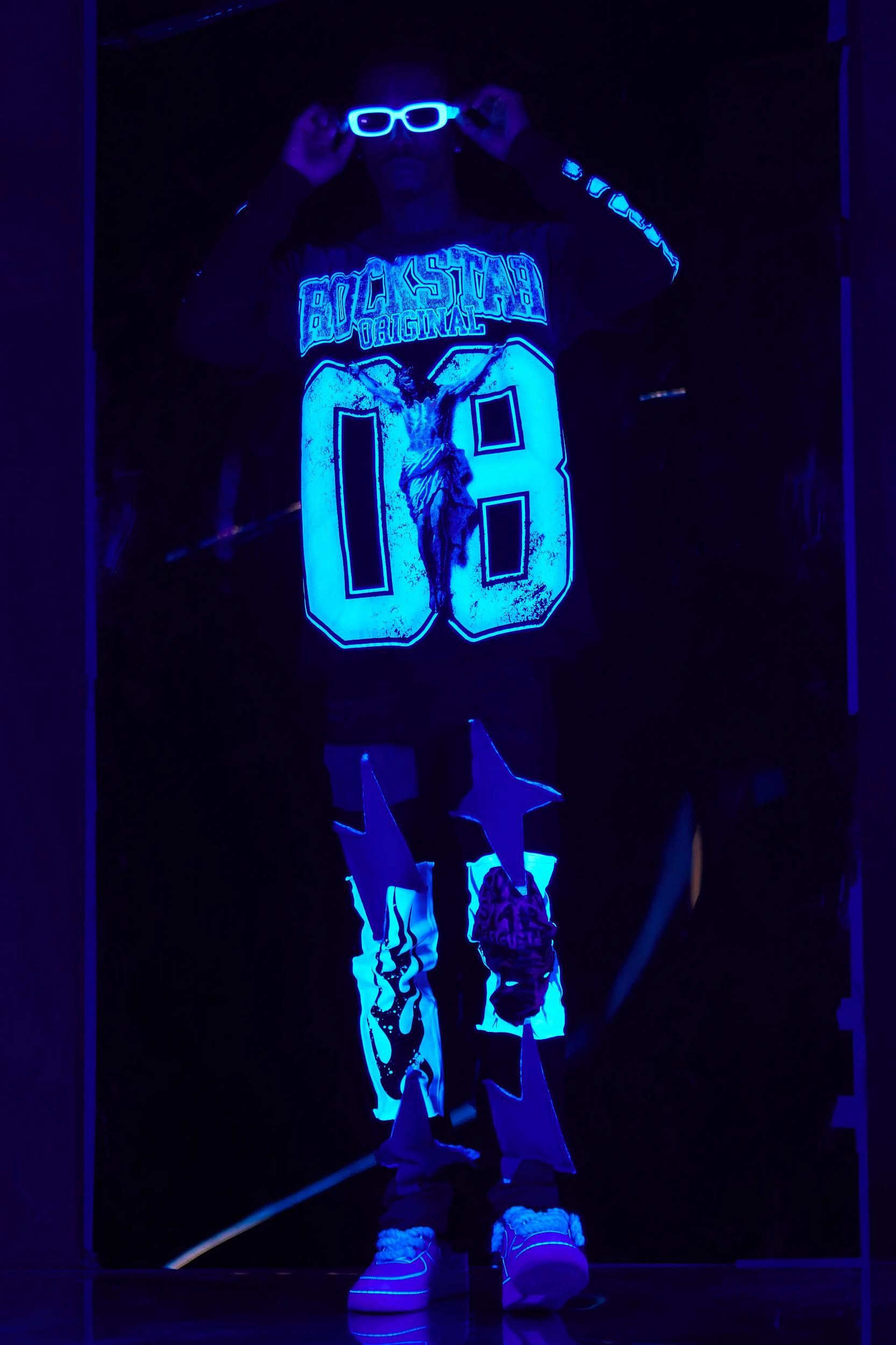 Fields Black/Blue Double Layer Long Sleeve Graphic T-Shirt Male Product Image