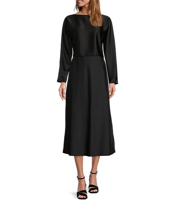 Antonio Melani Blyss Boat Neck Long Sleeve Coordinating Satin Blouse Product Image