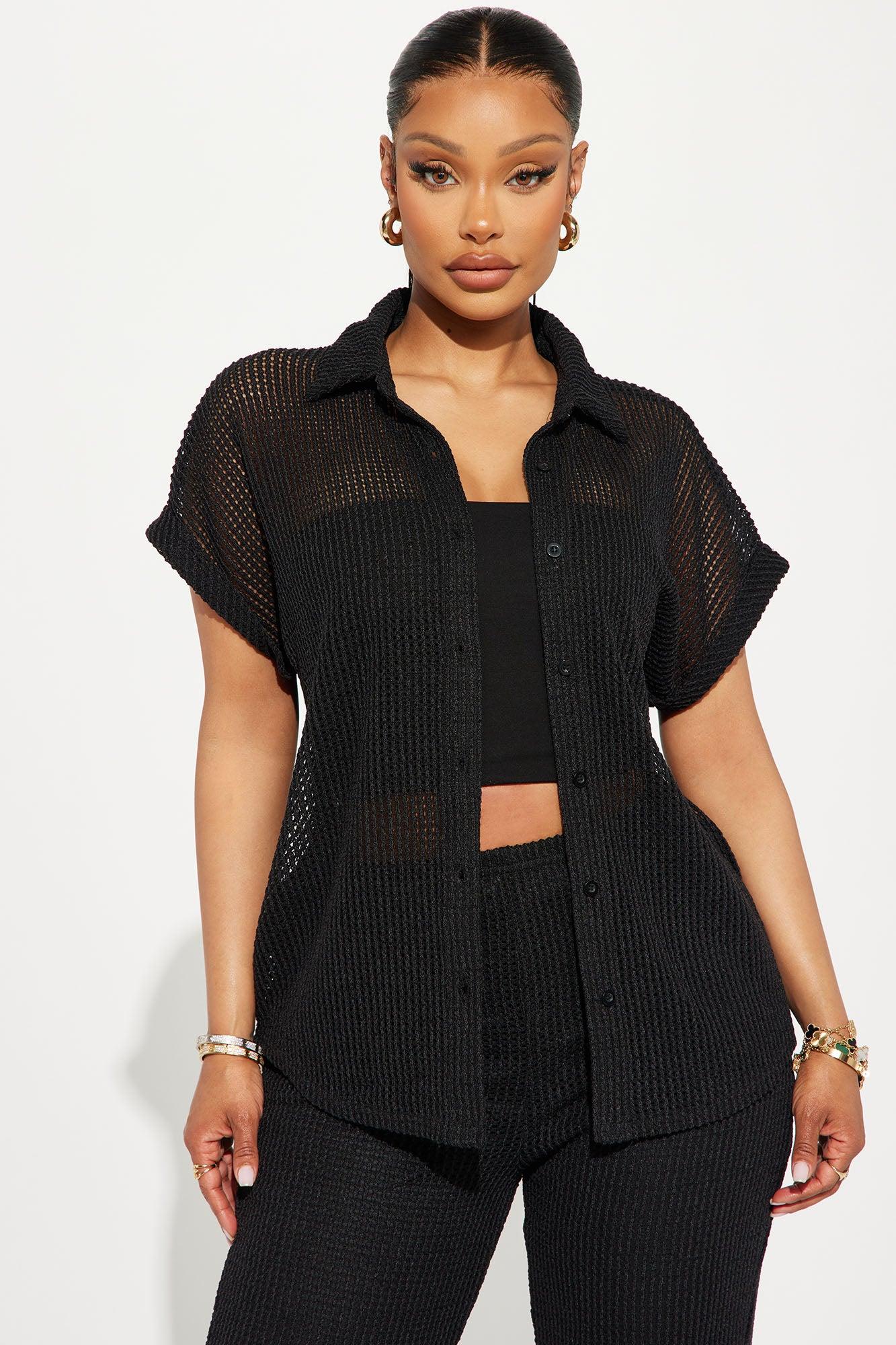 Paradise Livin' Crochet Pant Set - Black Product Image