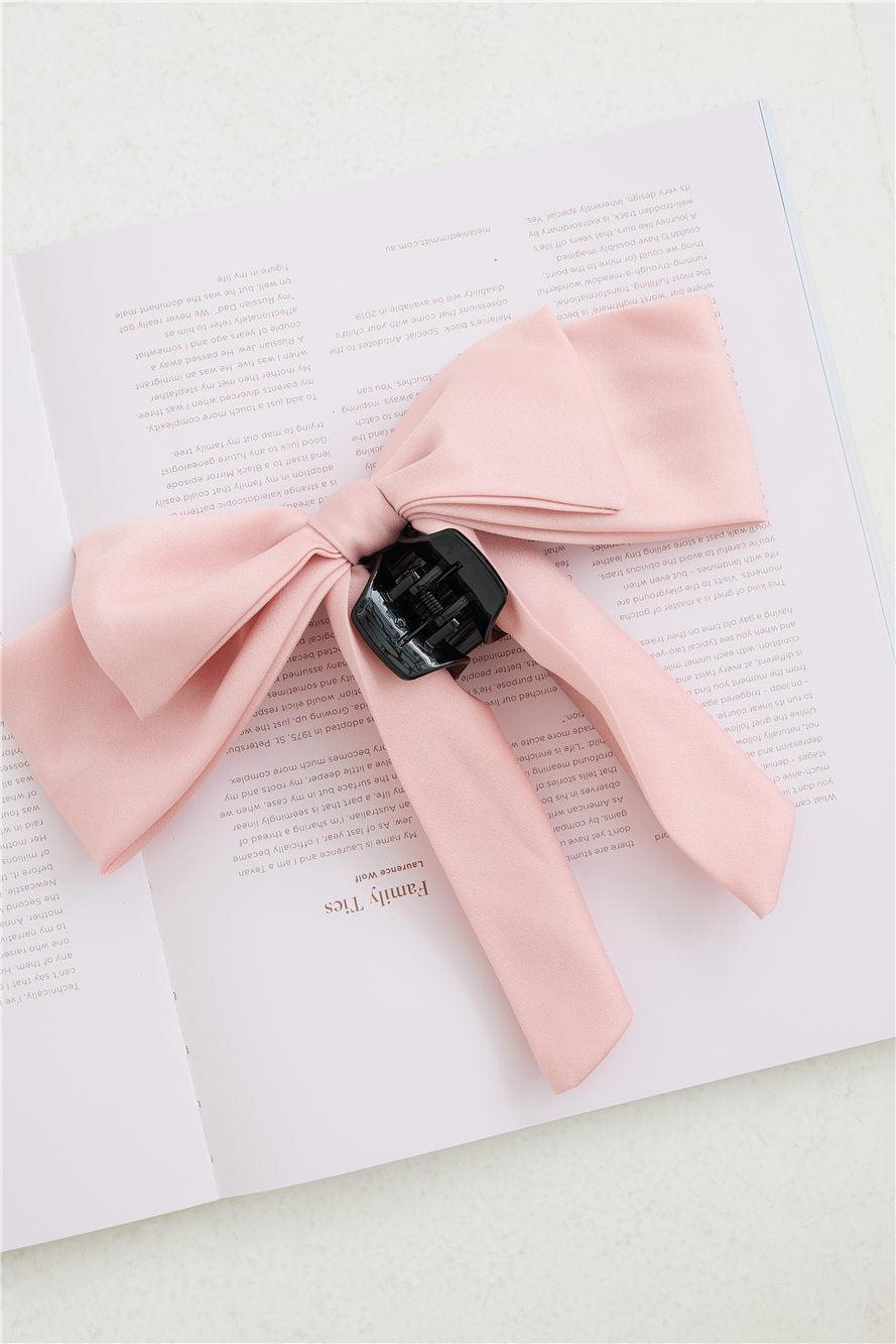 Matte Satin Bow Claw Clip Pink Product Image