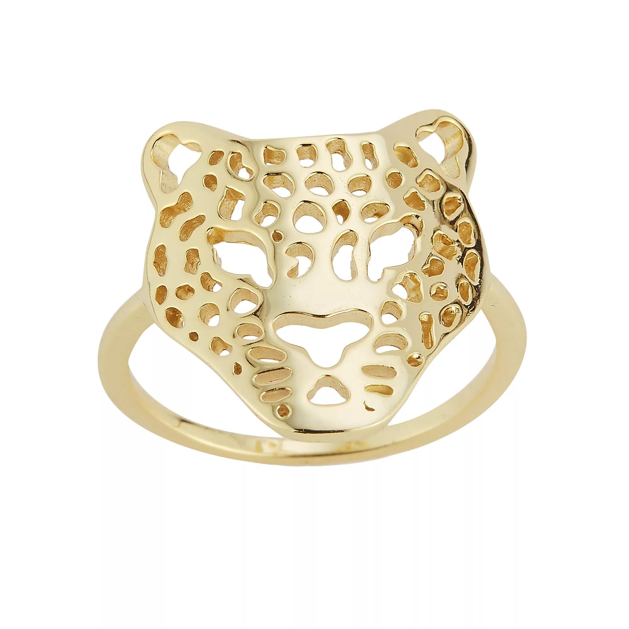 Sunkissed Sterling Sterling Silver Leopard Ring, Women's, Size: 8, Gold Tone Product Image