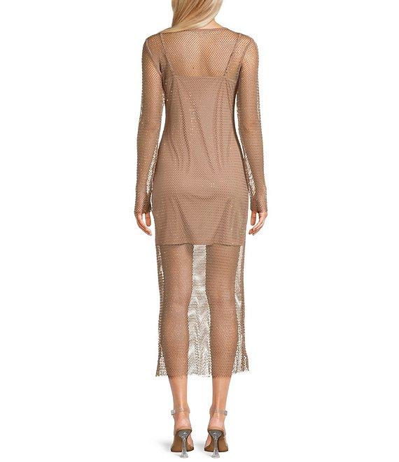 GB Embellished Mesh Long Sleeve Midi Dress Product Image