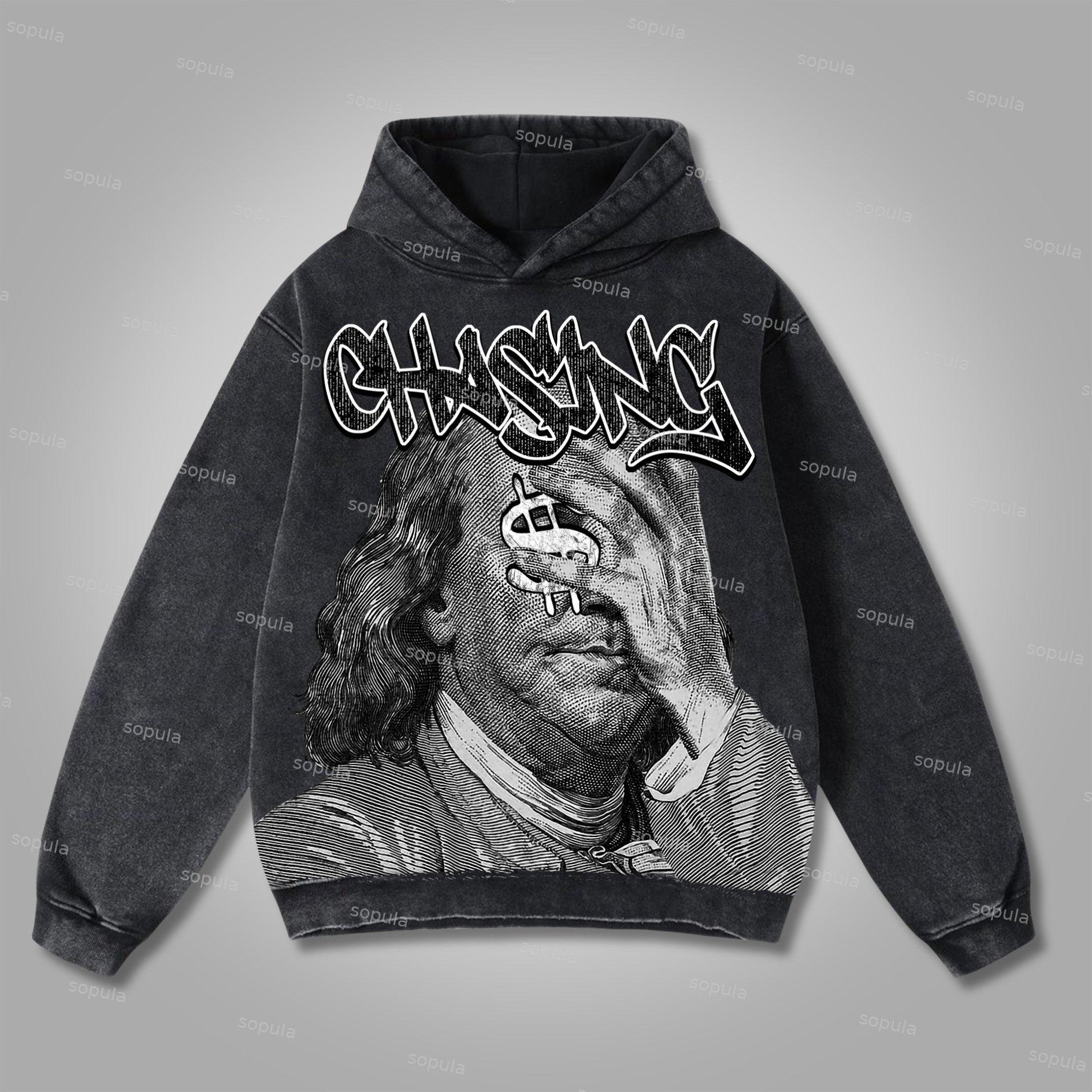 Sopula Casual The Brain Explodes Graphic Washed Hoodie Product Image