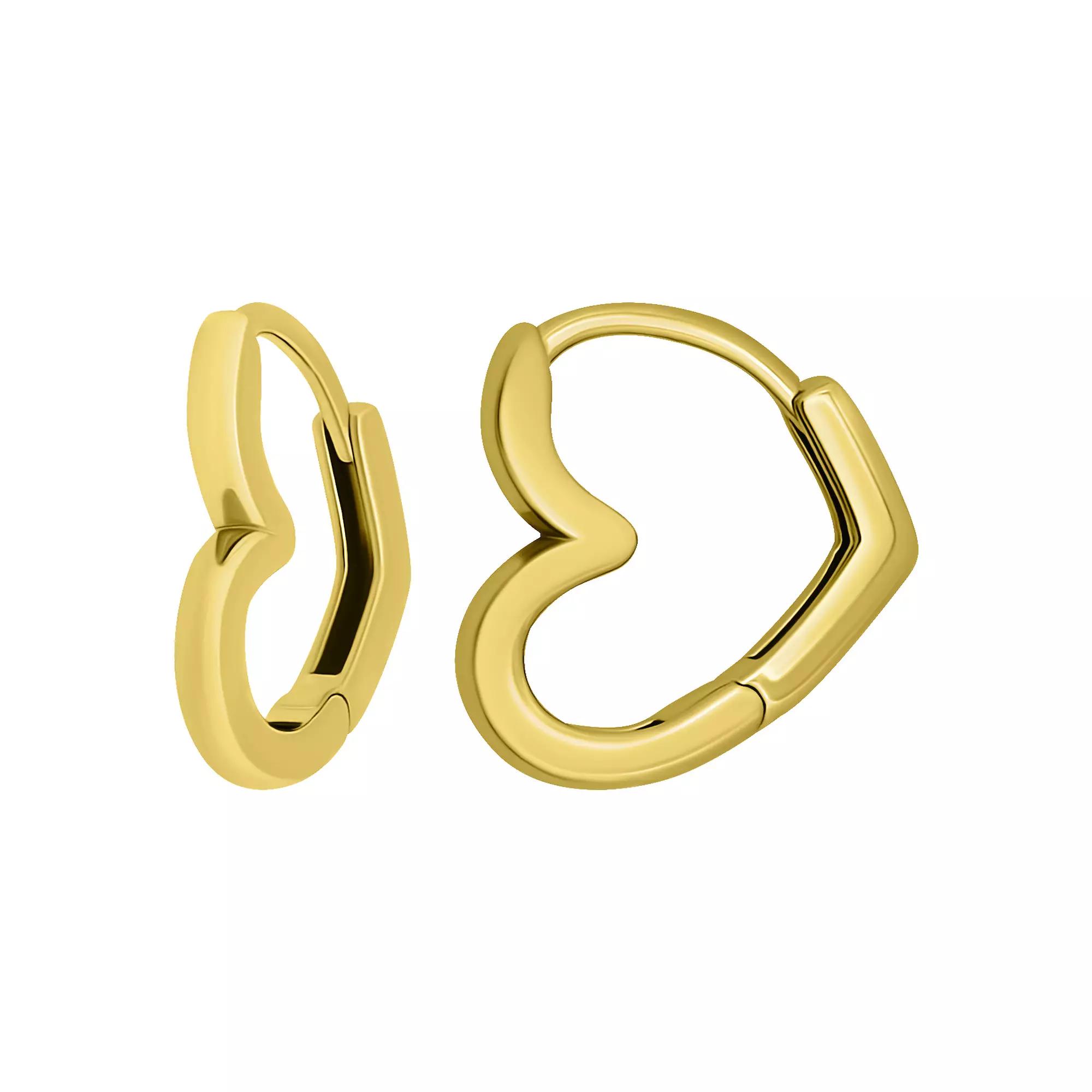 Aleure Precioso Polished Heart Huggie Earrings, Women's, Gold Tone Product Image