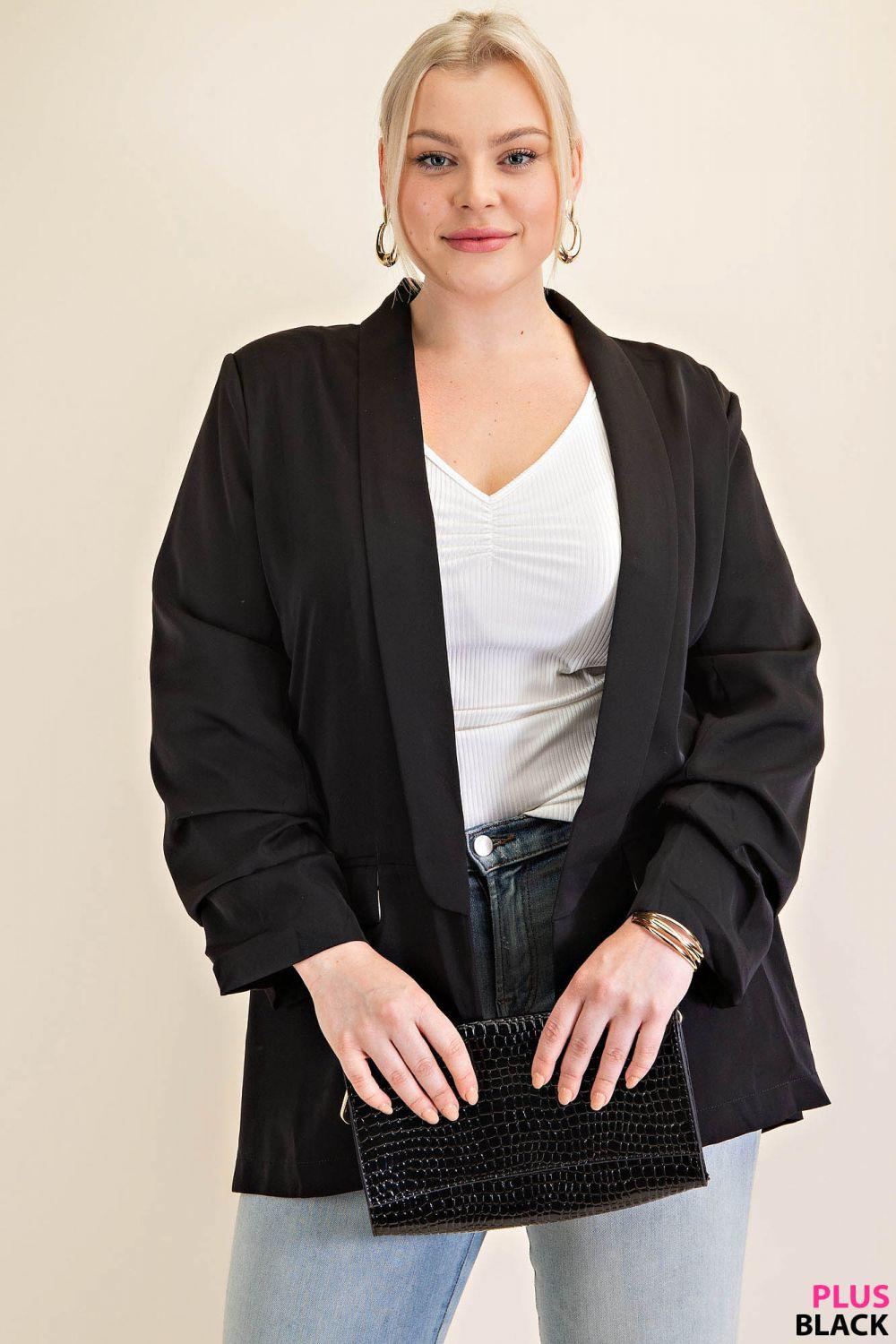 5524   Traci Ruched Sleeve Lined Blazer - Reg & Plus! Product Image