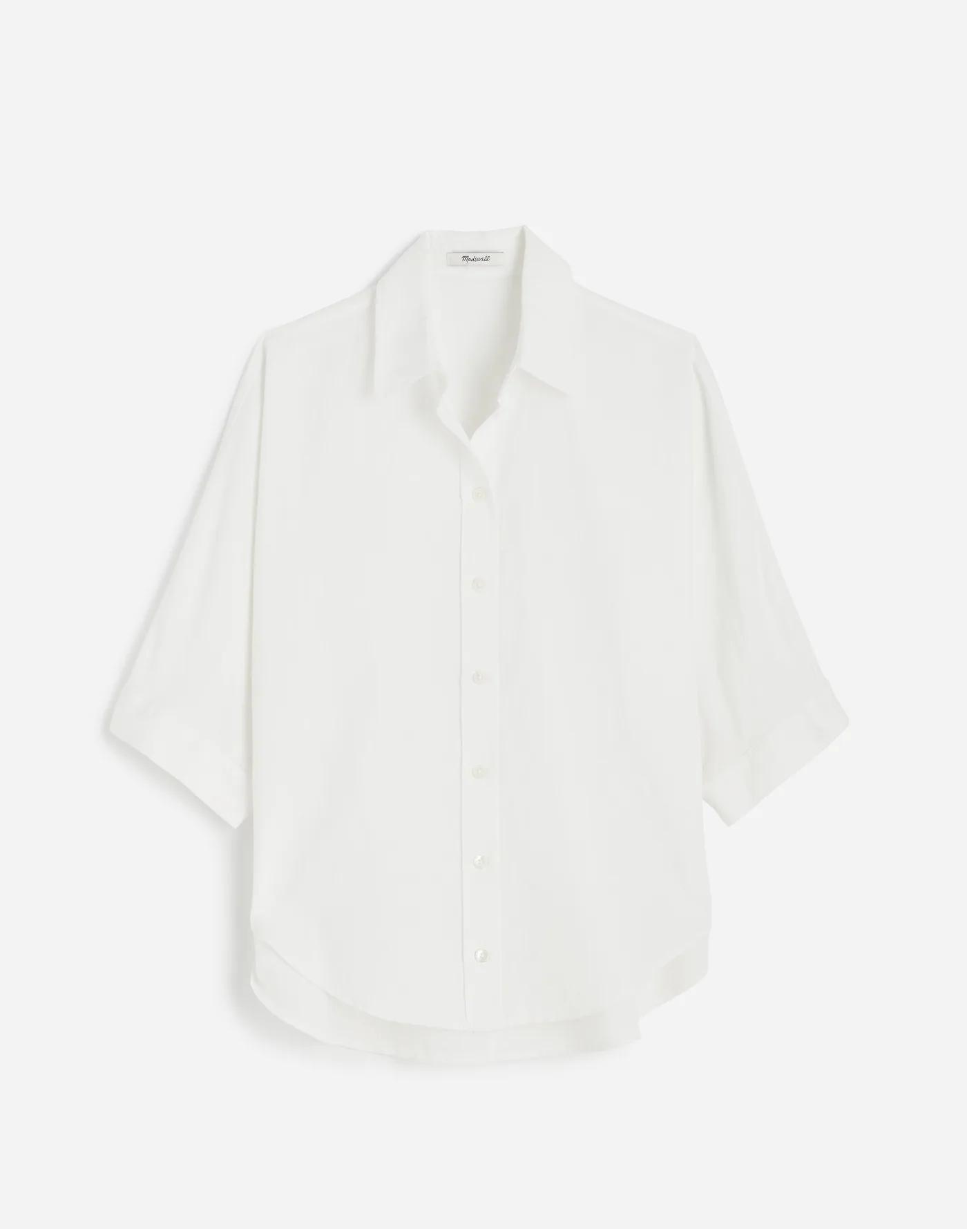 Oversized Pleated-Sleeve Button-Up Shirt Product Image