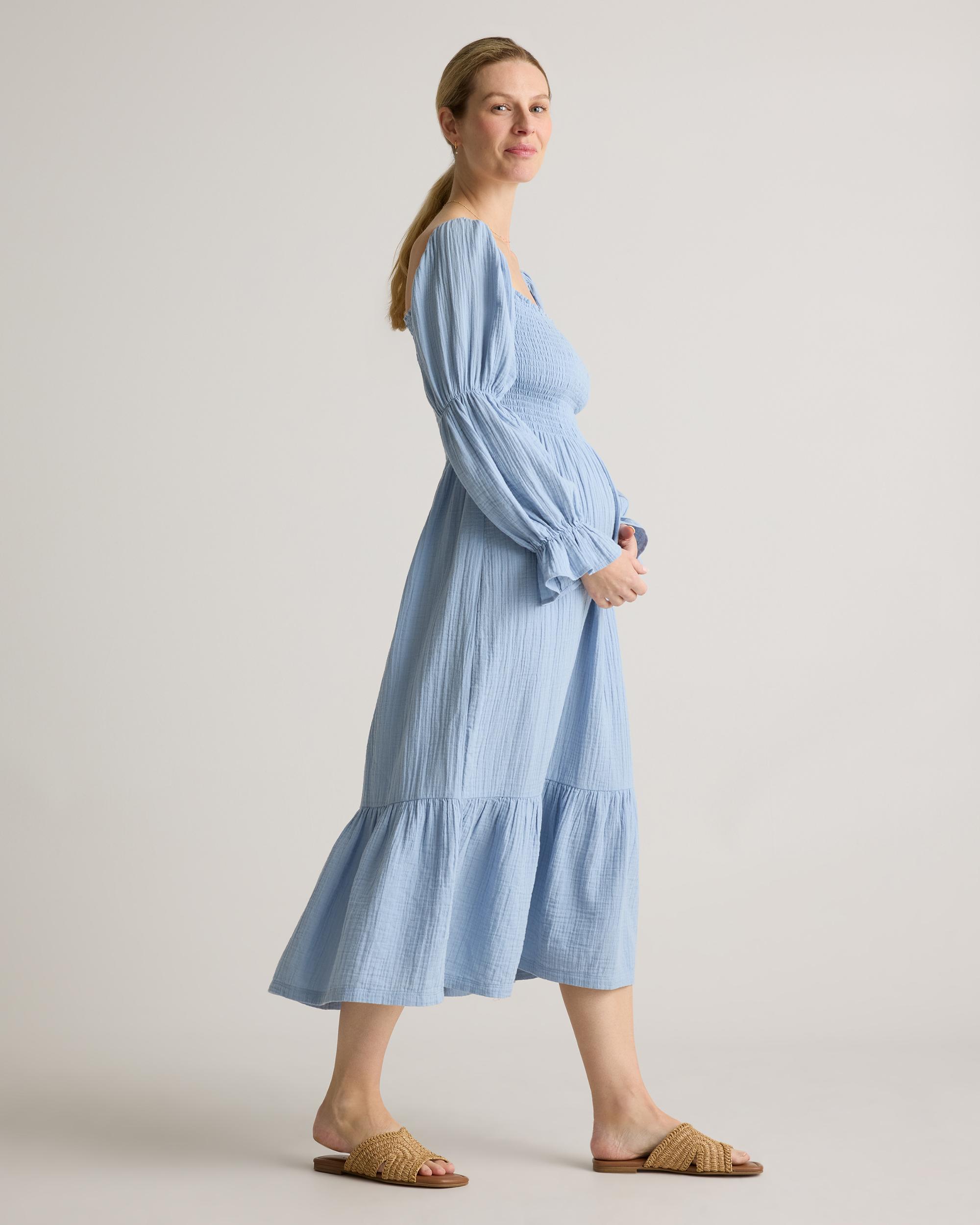 Quince | Women's Gauze Maternity Smocked Midi Dress Size XL, Organic Cotton Product Image