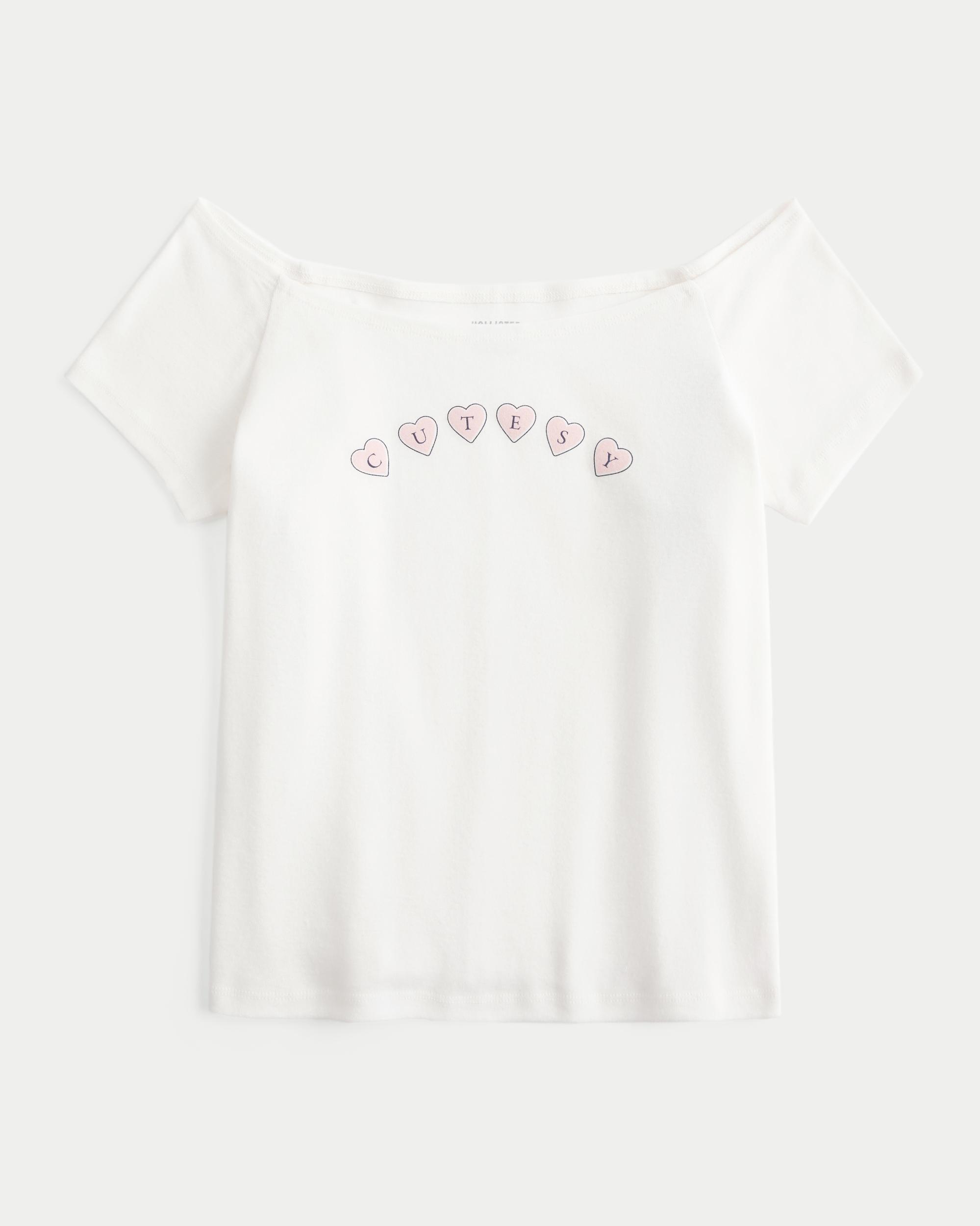 Off-the-Shoulder Cutesy Graphic Tee Product Image
