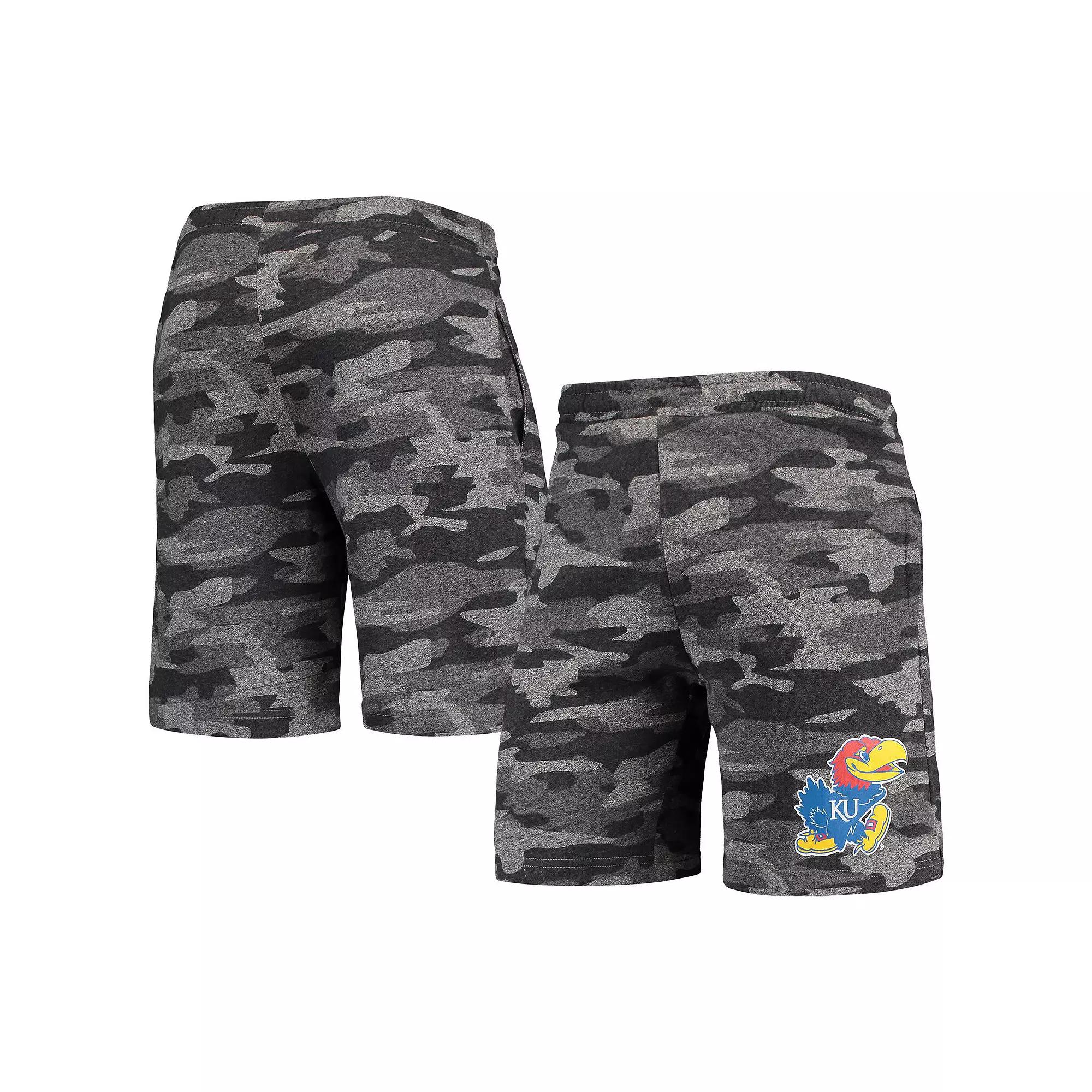 Men's Concepts Sport Charcoal/Gray Kansas Jayhawks Camo Backup Terry Jam Lounge Shorts, Size: Medium Product Image