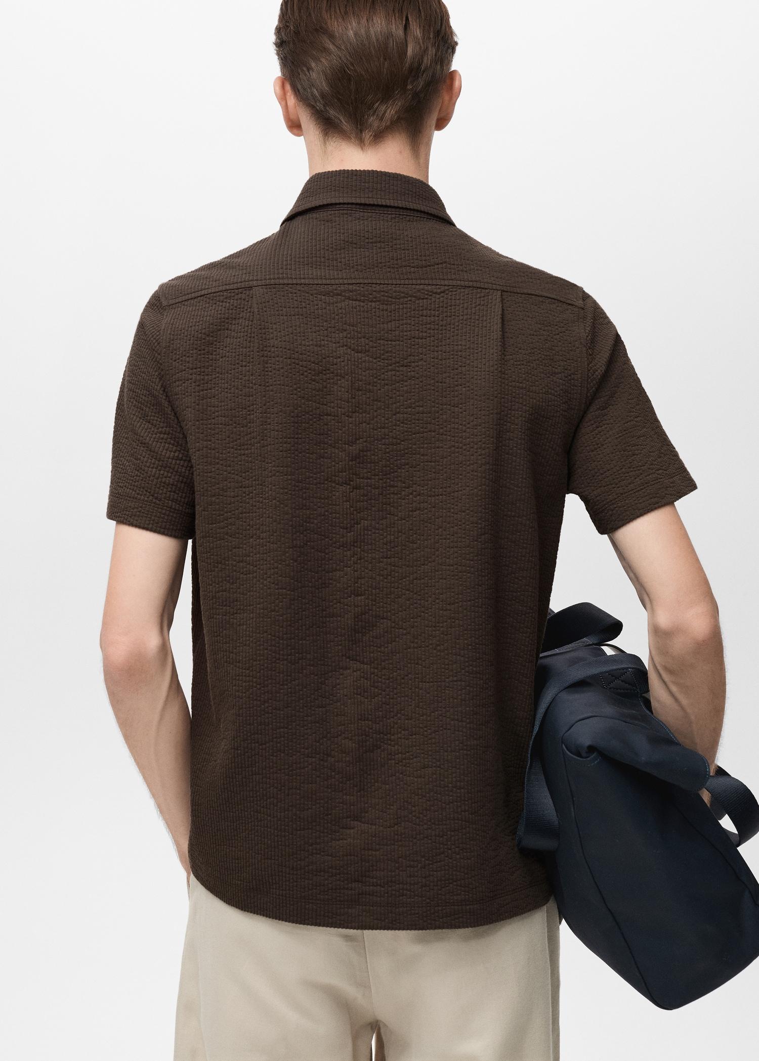 Seersucker cotton polo shirt - Men | MANGO USA Product Image