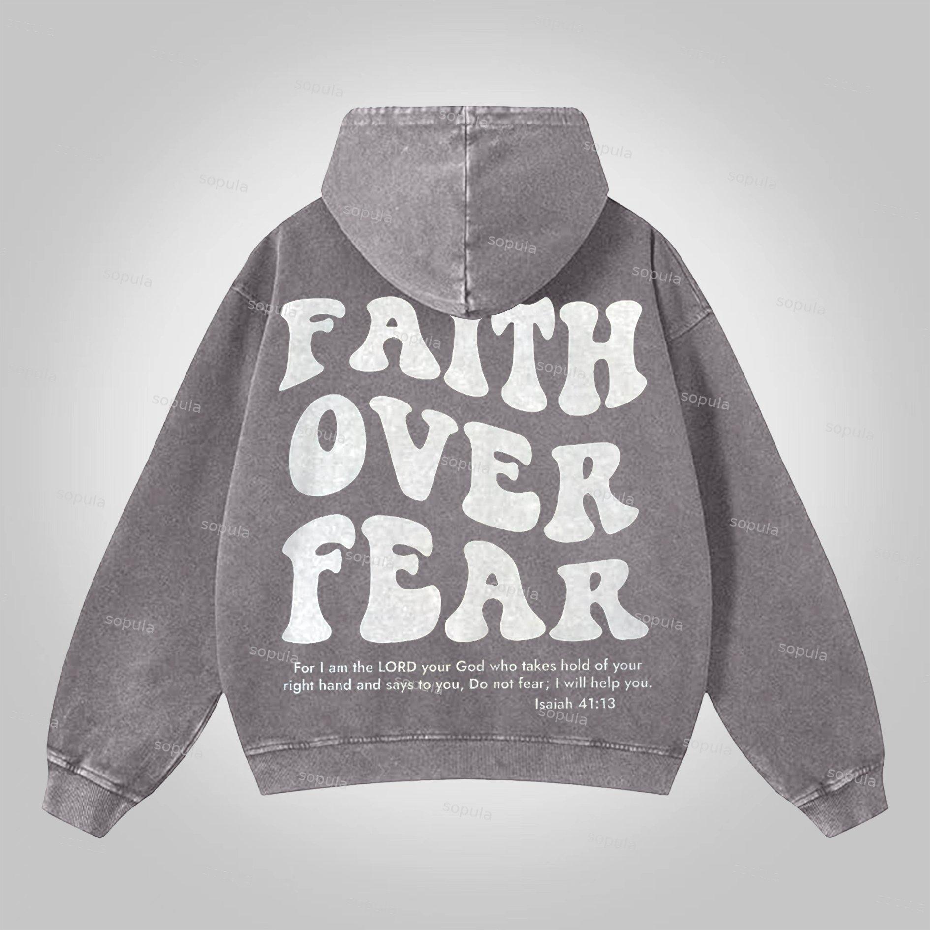 Sopula Faith Over Fear Graphic Acid Washed Hoodie Product Image