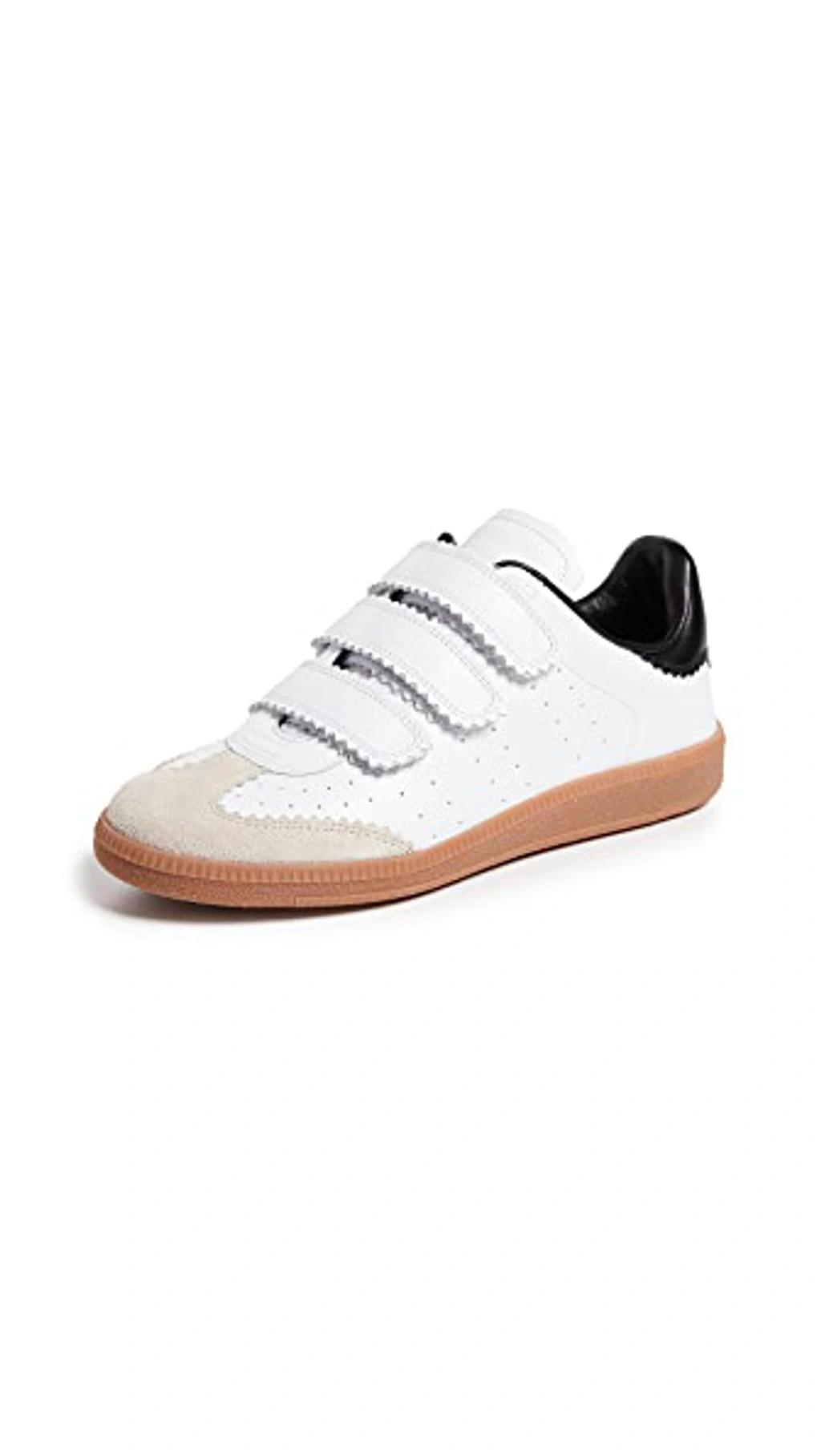 ISABEL MARANT Beth Suede-trimmed Leather Sneakers In White Product Image
