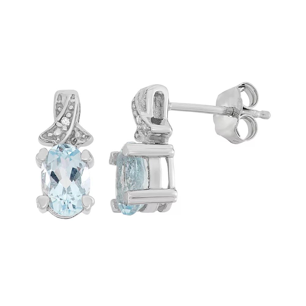 Jewelexcess Sky Blue Topaz & Diamond Accent Sterling Silver Drop Earrings, Women's Product Image