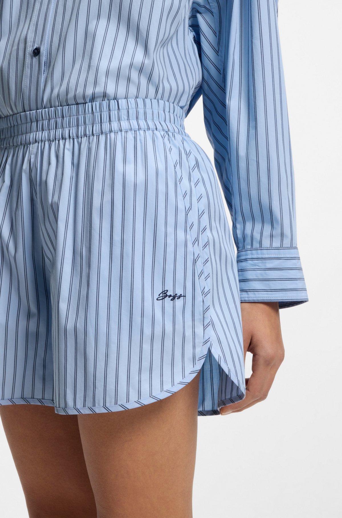Vertical-stripe shorts in cotton poplin Product Image