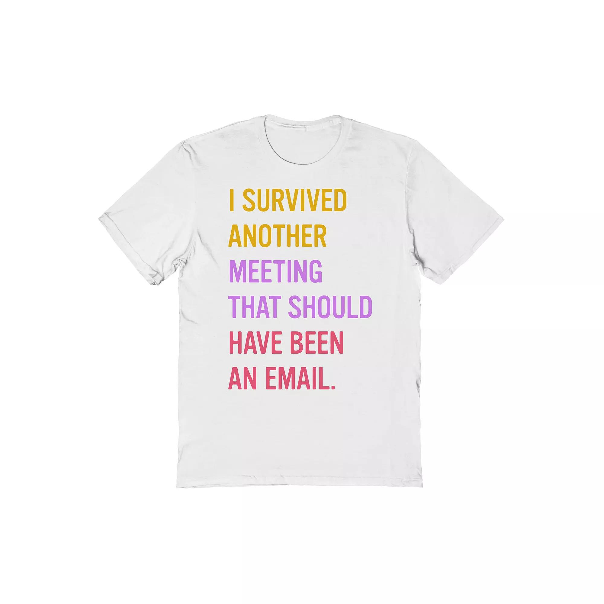 Men's COLAB89 by Threadless I Survived Another Meeting That Should Graphic Tee, Size: XL, White Product Image