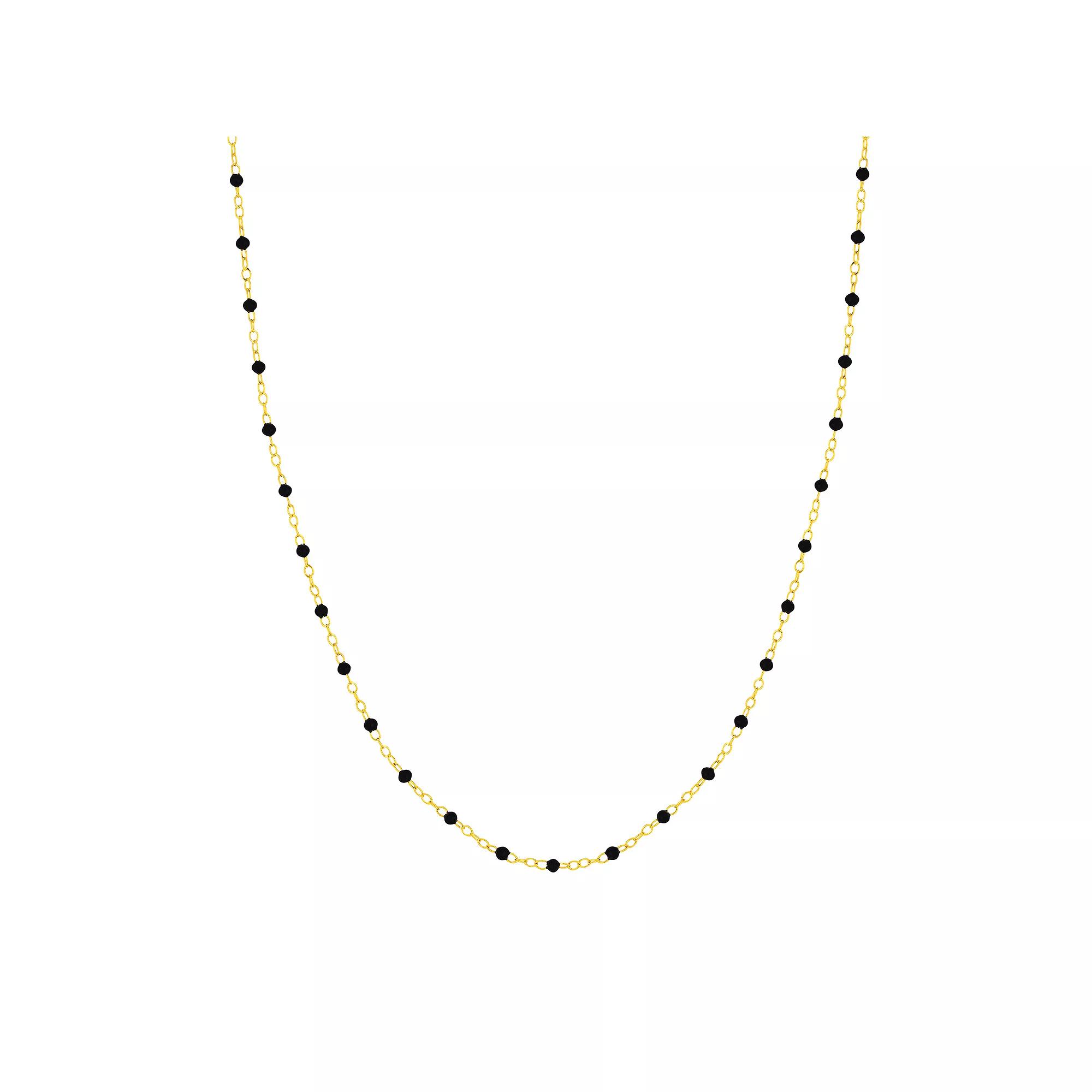 Color Romance 14k Gold Colored Enamel Bead Adjustable Necklace, Women's, Size: 18", Black Product Image