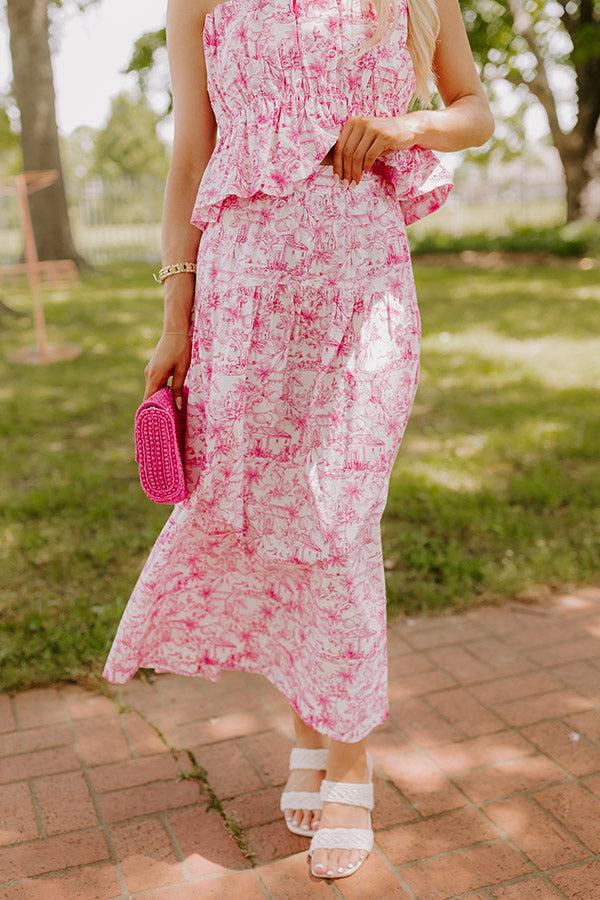 Villa Charm High Waist Maxi Skirt in Pink Product Image