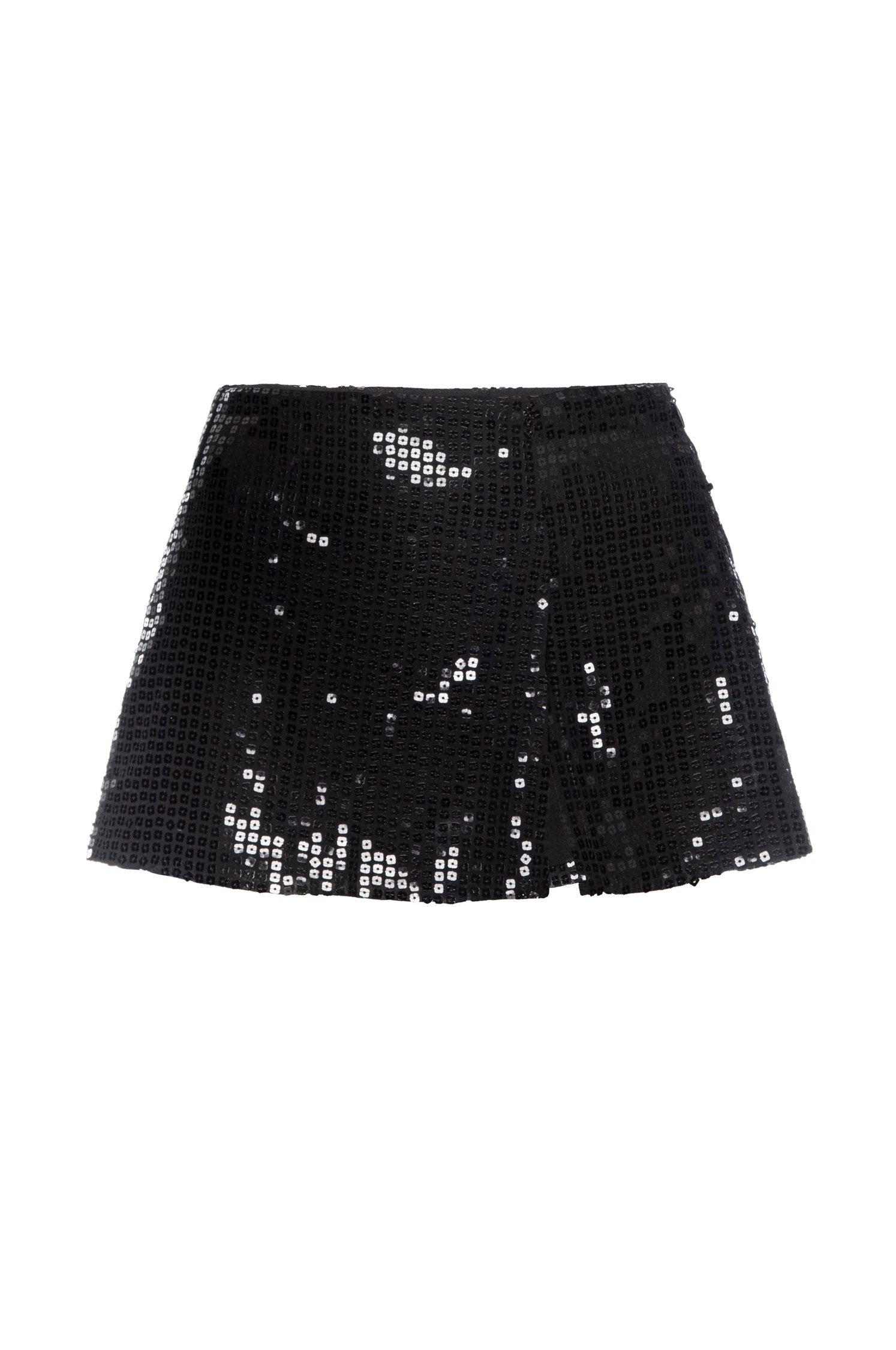 MICRO MINI SKIRT - BLACK SEQUIN Product Image