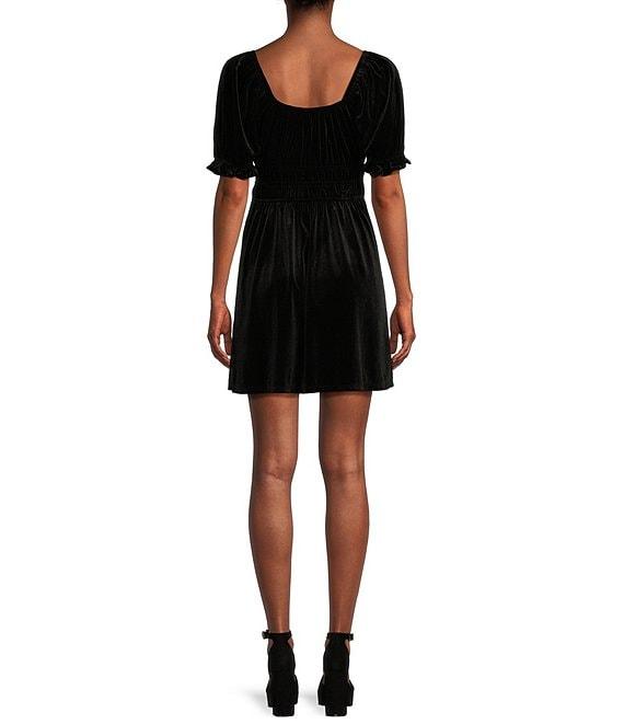 Copper Key Velvet Elastic Short Sleeve Dress Product Image