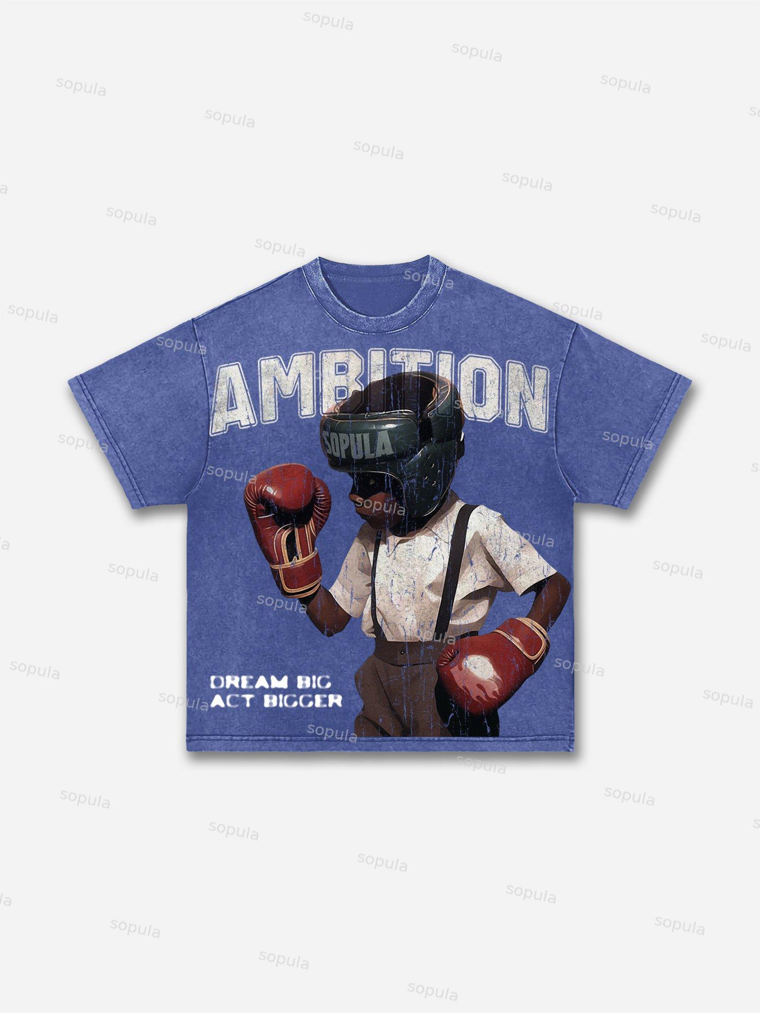 Boxer Follow Your Dream Retro Make Vintage Graphic Acid Wash T-shirt Product Image