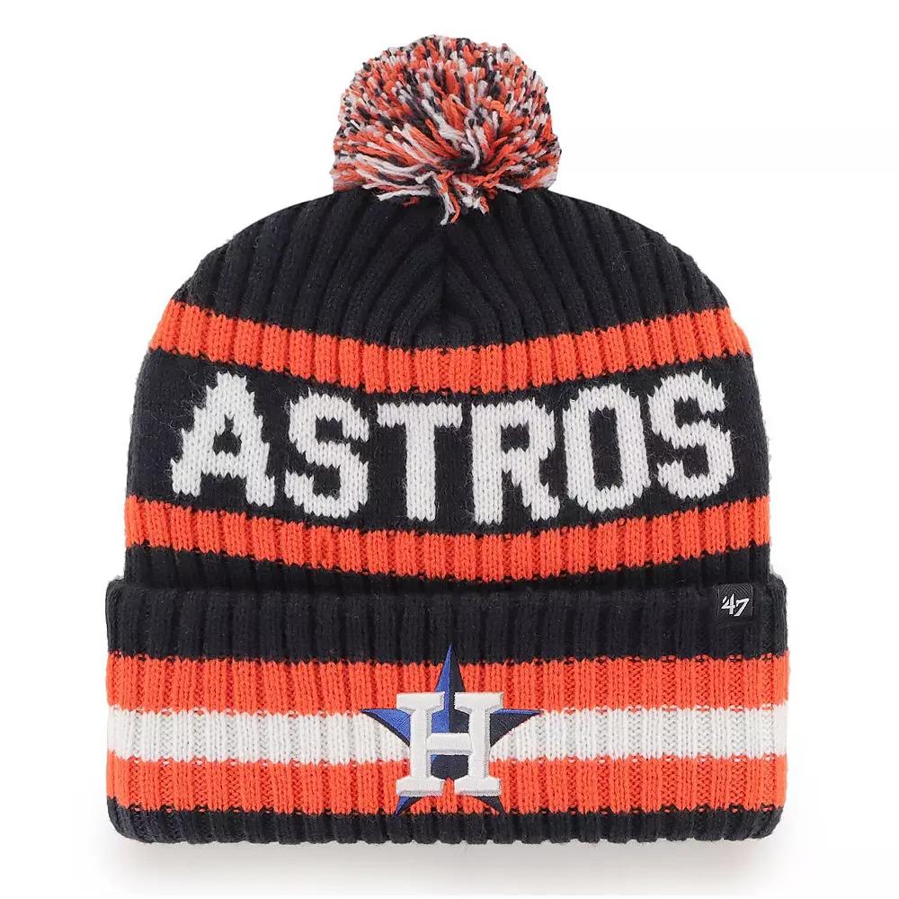 Men's '47 Navy Houston Astros Bering Cuffed Knit Hat with Pom, Blue Product Image