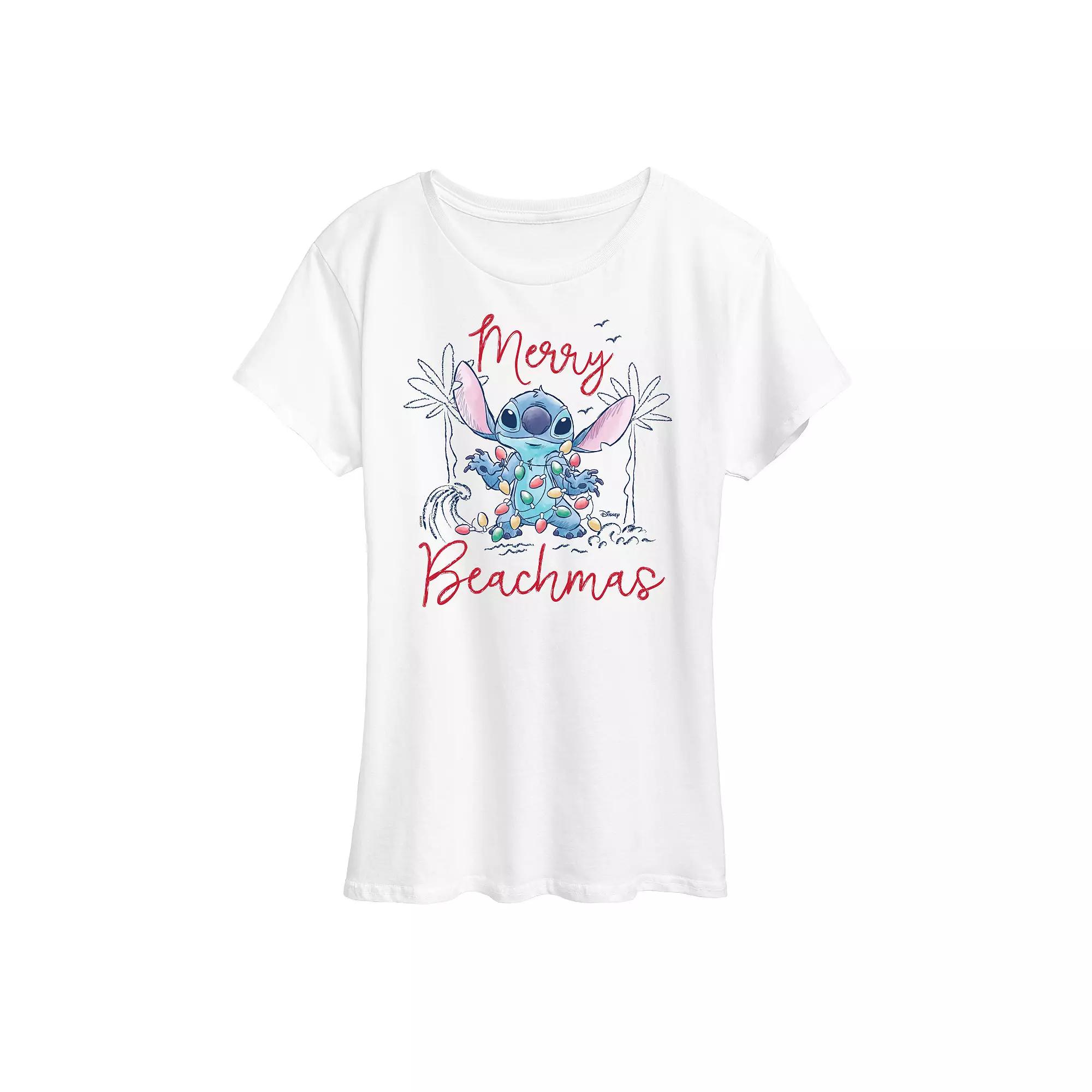 Disney's Lilo and Stitch Women's Merry Beachmas Graphic Tee,  Product Image