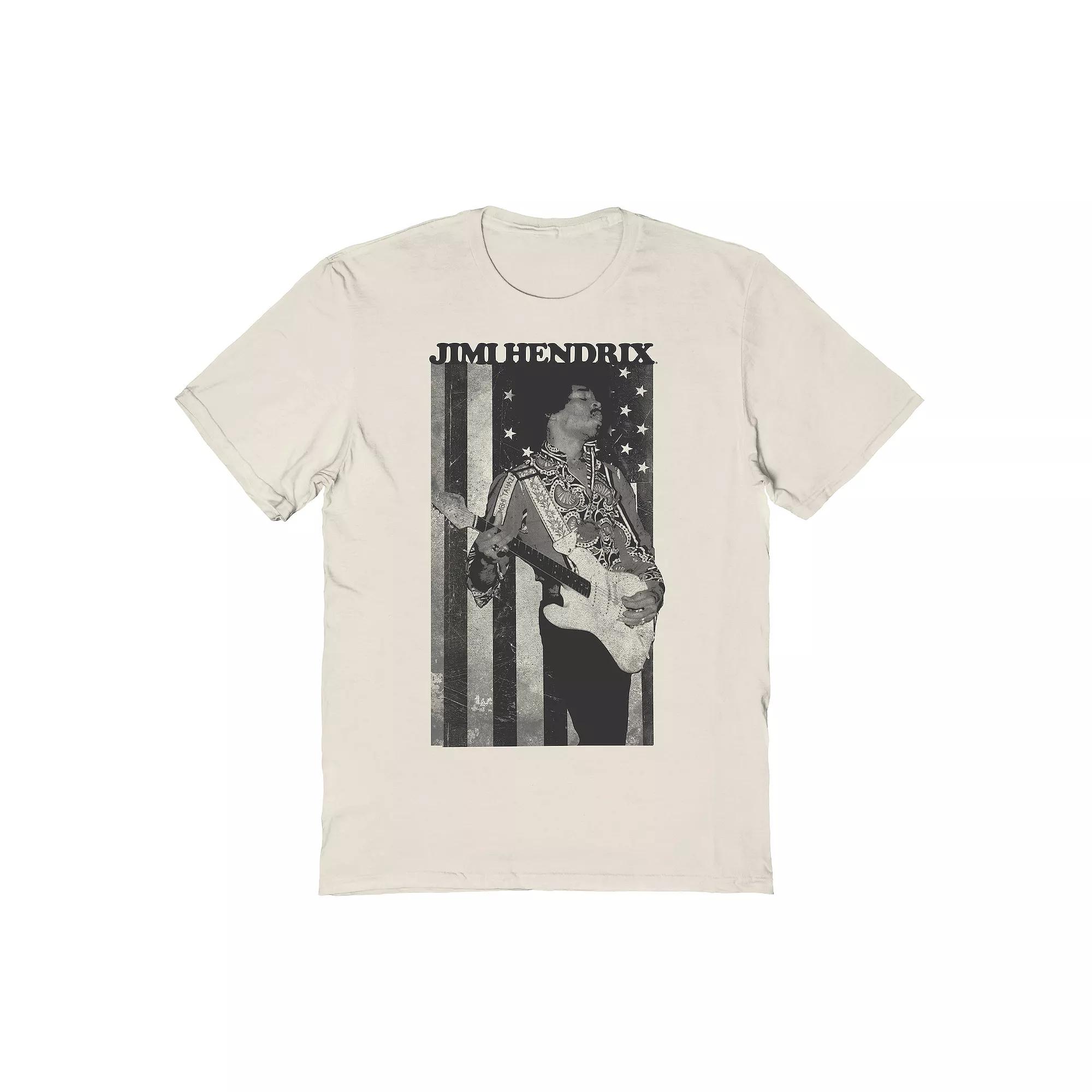Men's Jimi Hendrix Flag Graphic Tee, Size: Large, Natural Product Image