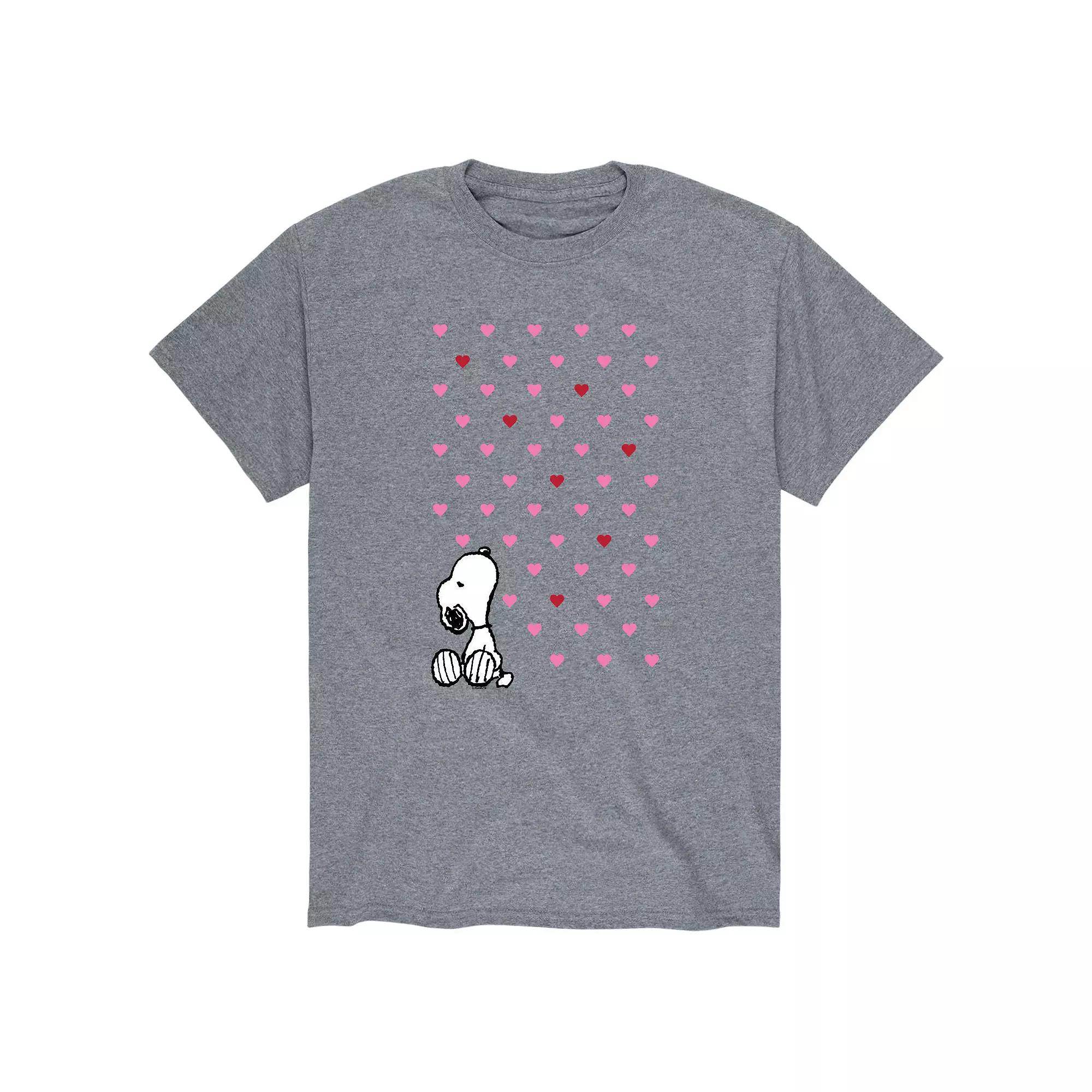 Men's Peanuts Valentine Snoopy Hearts Tee, Size: Small, Gray Product Image