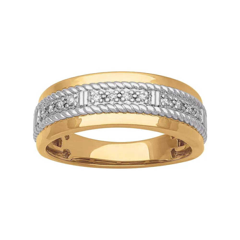 AXL 18k Gold Over Sterling Silver 1/6 Carat T.W. Diamond Mens Ring Two Tone Product Image