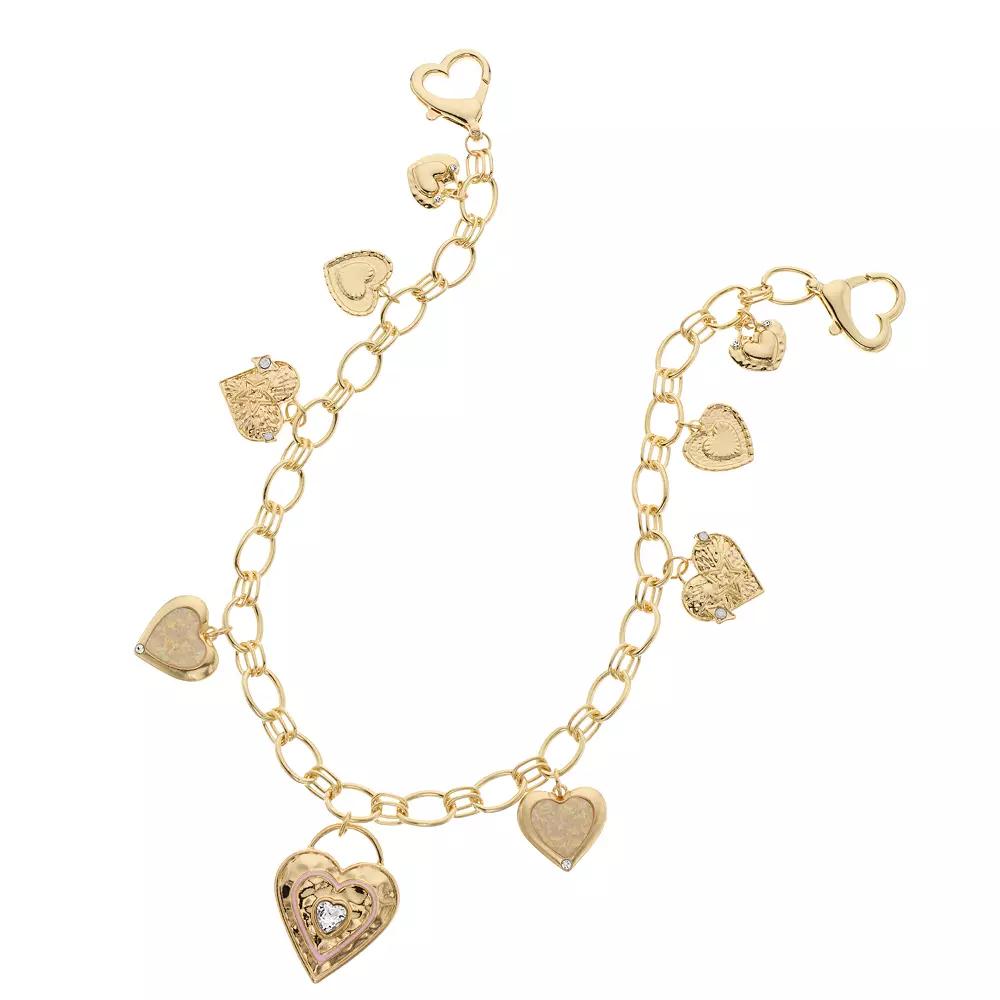 Women's C&C California Multi Heart Keychain Bag Charm, White Product Image