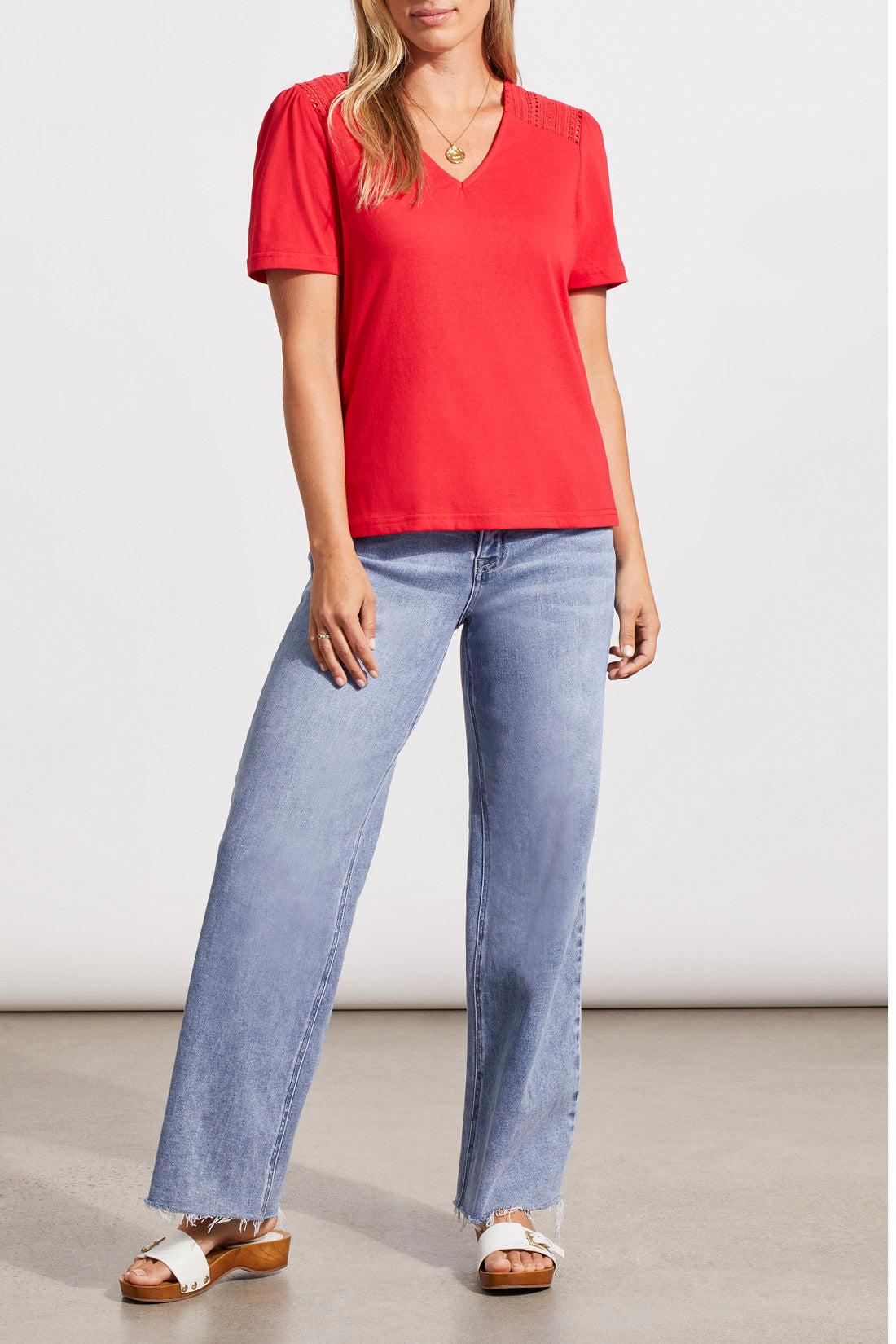 Tribal V-Neck Top with Lace Detail Product Image