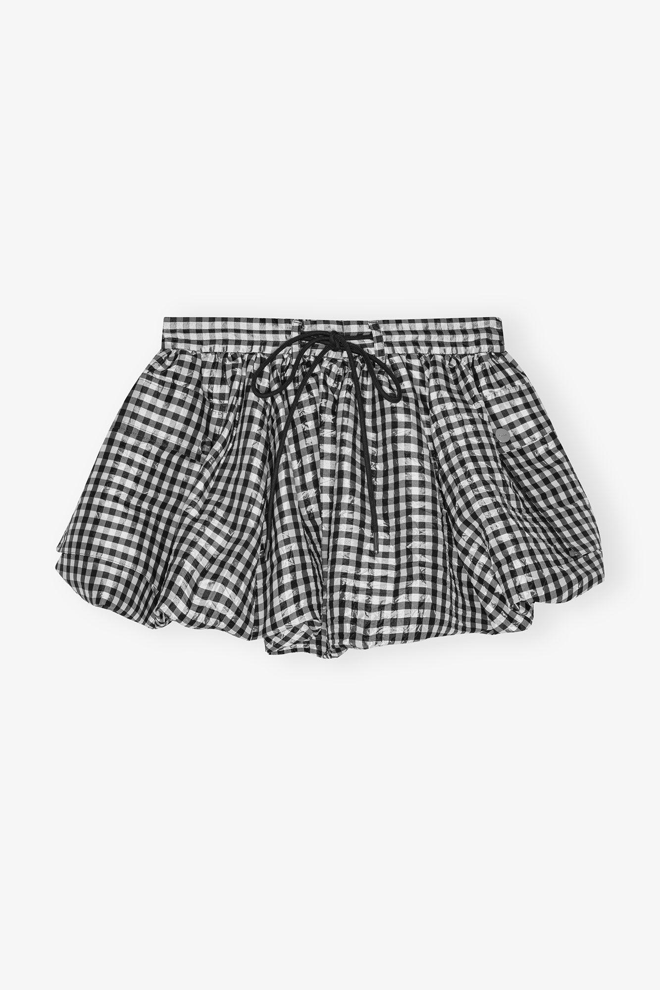 Crinkled Check Mini Bubble Skirt Product Image