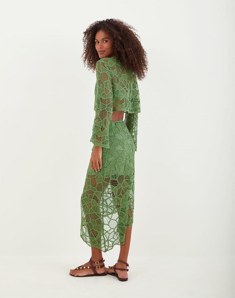 Hollie Midi Skirt - Aloe Product Image