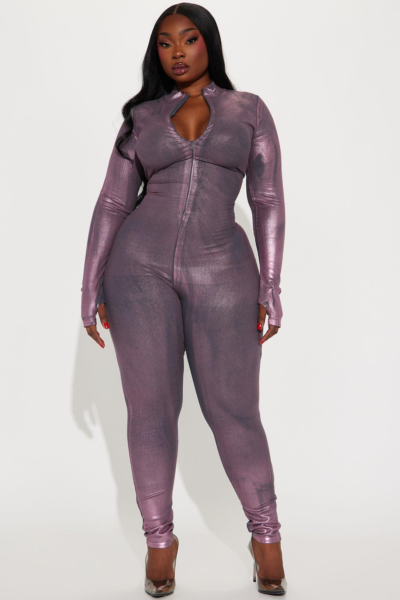 Caught Up Metallic Jumpsuit - Charcoal/combo Product Image