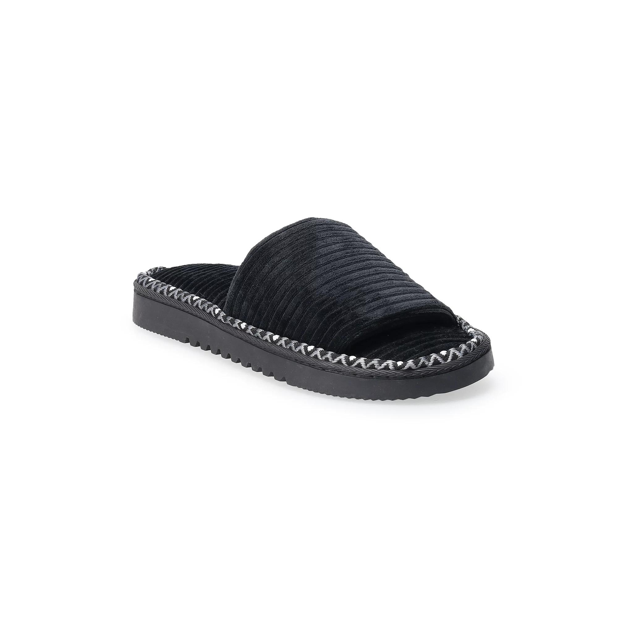 Sonoma Goods For Life® Futuraa Ribbed Slide Slippers, Women's, Size: Small, Black Product Image