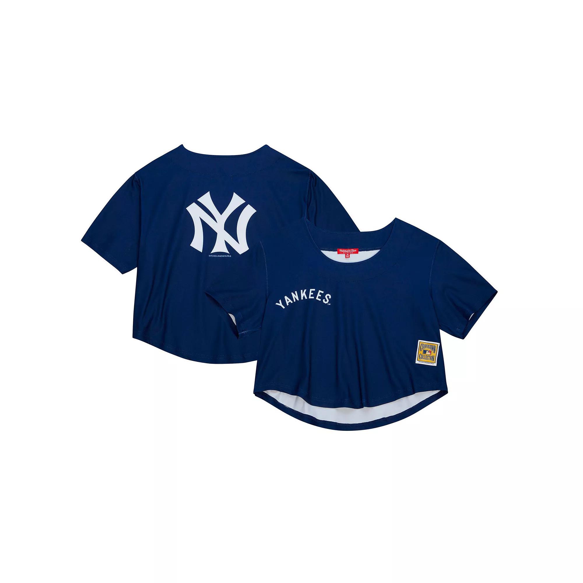 Women's Mitchell & Ness Navy New York Yankees Cooperstown Collection Crop T-Shirt,  Product Image