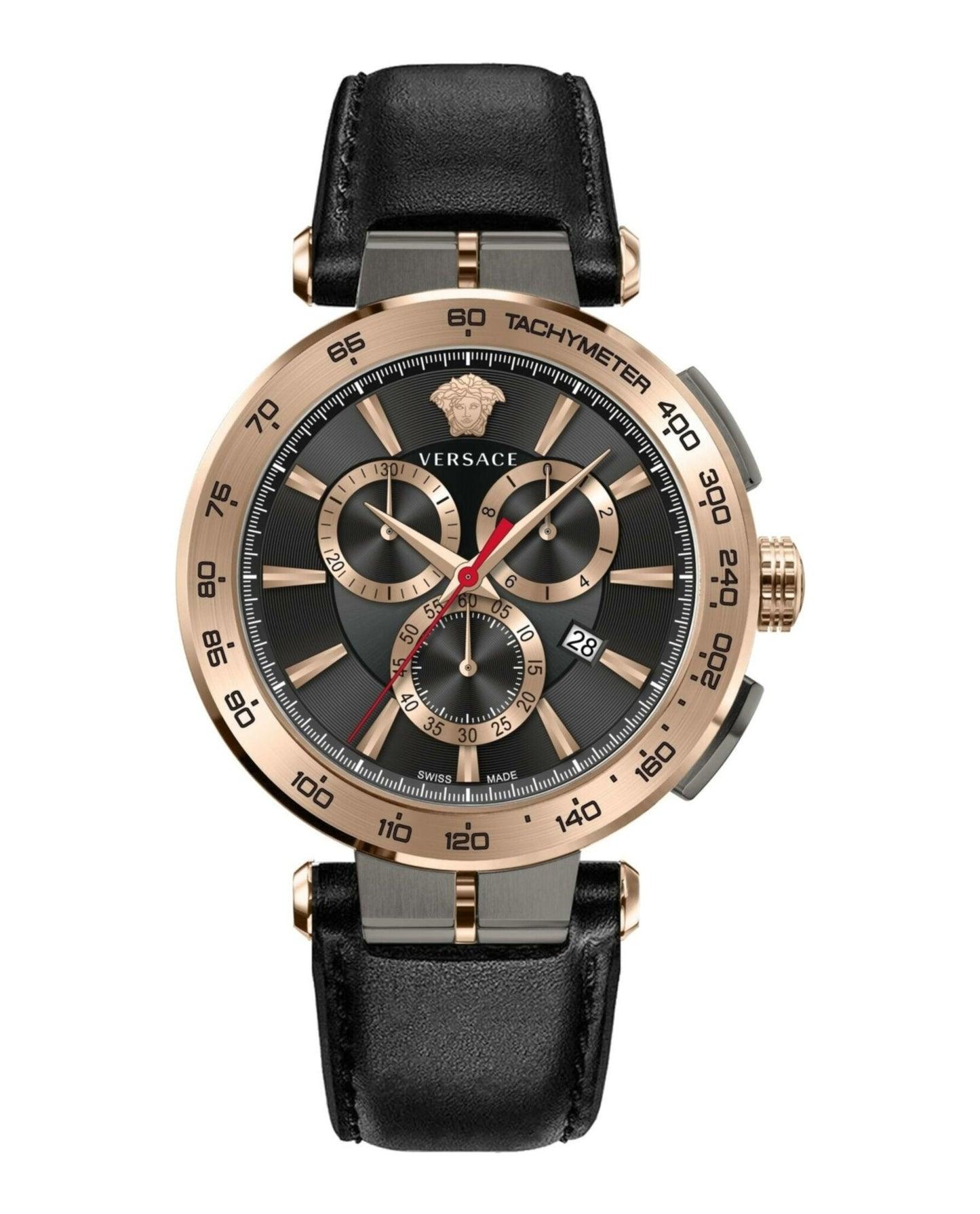 Versace Aion Chrono Leather Watch Male Product Image