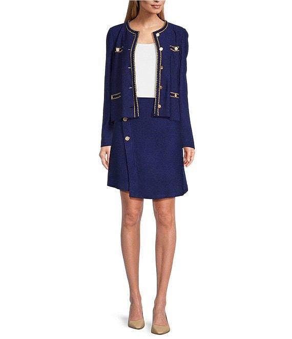 MISOOK Boucle Knit Faux Wrap Mini Skirt Product Image