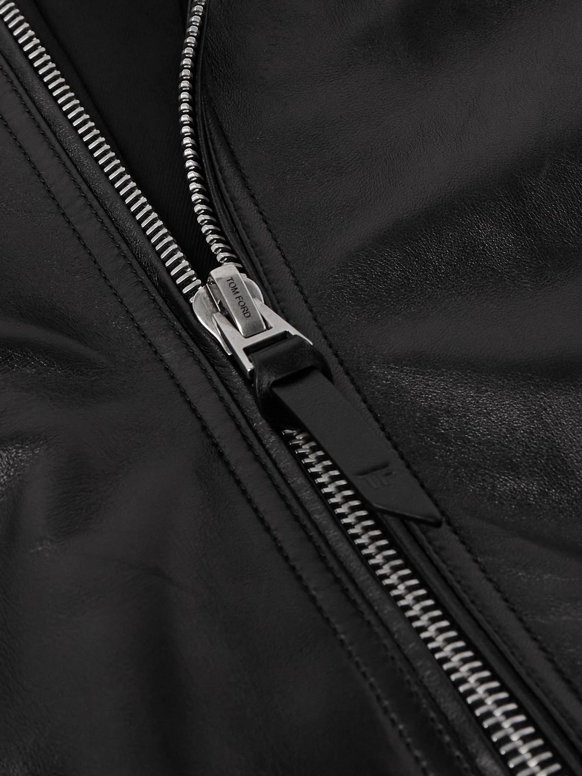 TOM FORD Black Shiny Nappa Plonge Leather Jacket In Multi Product Image