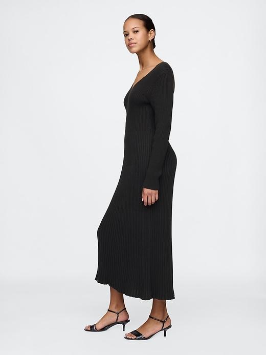 V-Neck Rib Maxi Sweater Dress Product Image